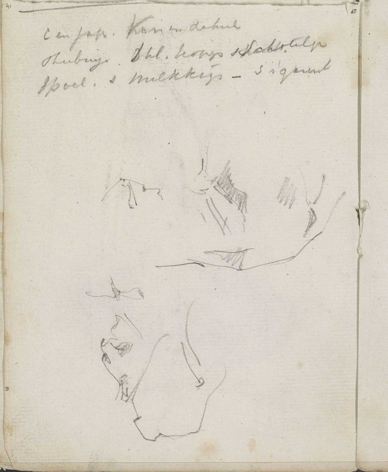 Studieblad, onder andere met een paard en gezichten by George Hendrik Breitner
