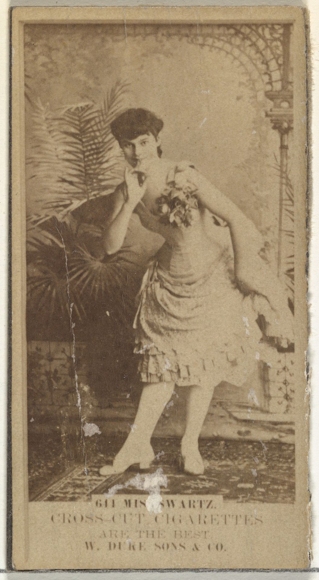 Card Number 644, Miss Schwartz, from the Actors and Actresses series (N145-3) issued by Duke Sons & Co. to promote Cross Cut Cigarettes by W. Duke, Sons & Co.