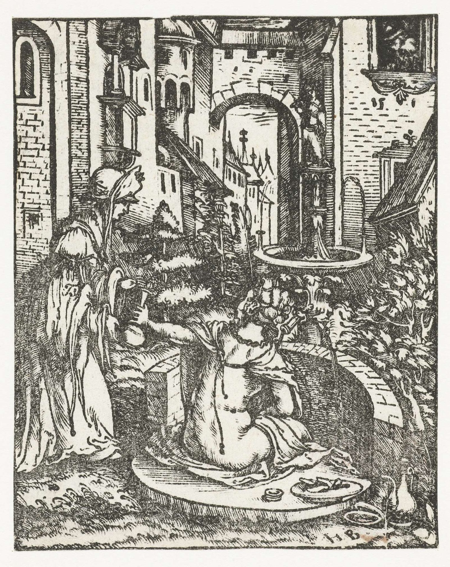 David ziet Batseba baden in zijn tuin by Hans Burgkmair