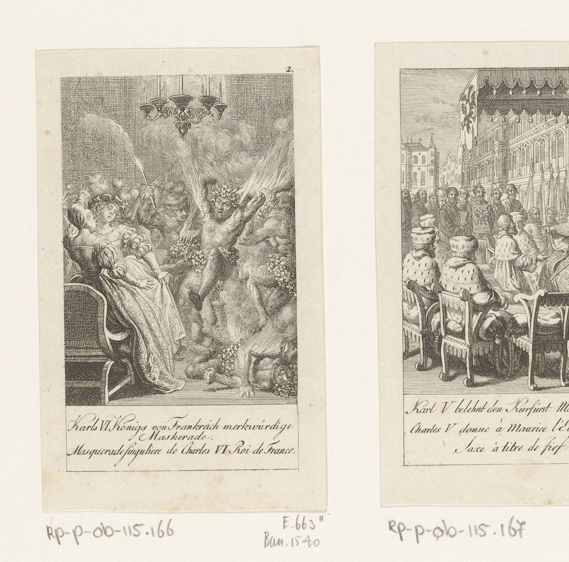 Merkwaardige maskerade van Karel VI by Daniel Nikolaus Chodowiecki