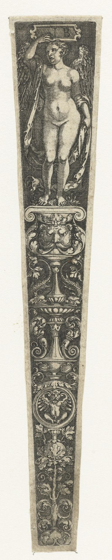 Ornament met gevleugelde vrouw by Monogrammist IB (16e eeuw)