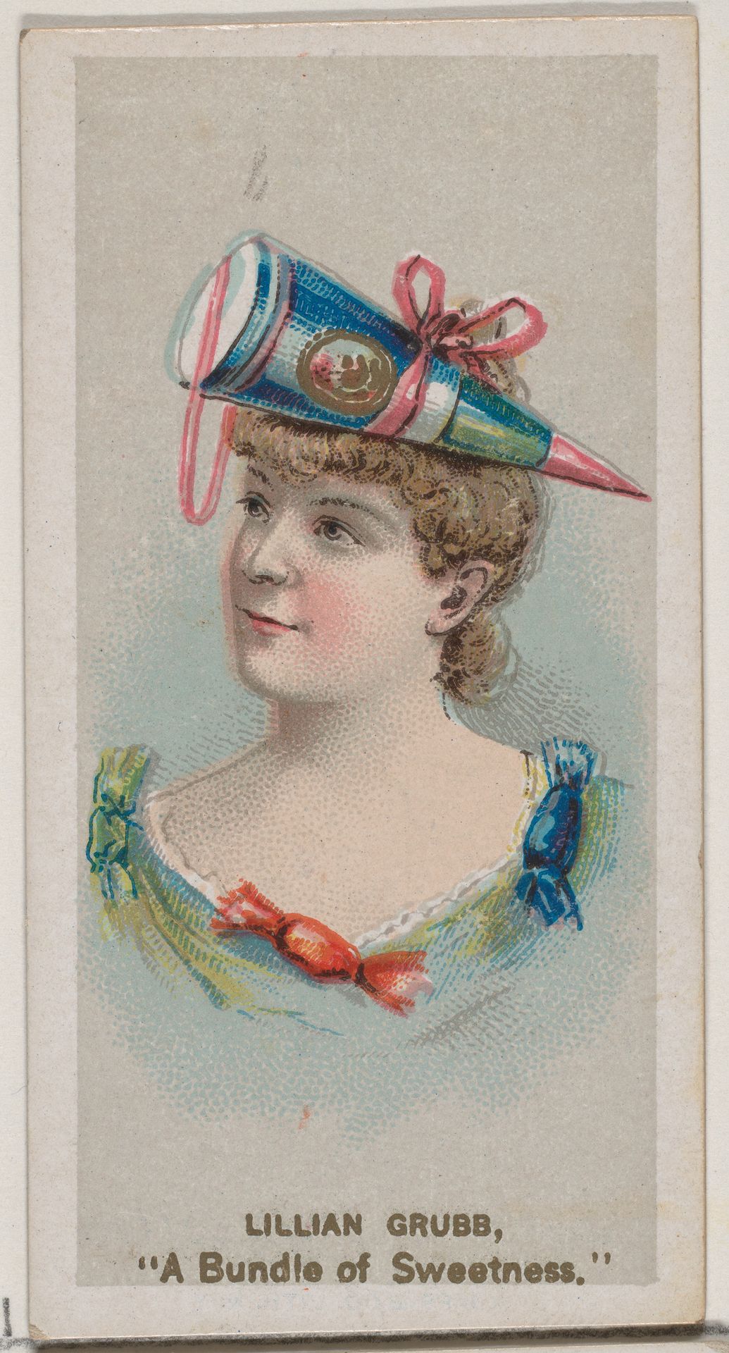 Lillian Grubb as "A Bundle of Sweetness," from the series Fancy Dress Ball Costumes (N73) for Duke brand cigarettes by W. Duke, Sons & Co.