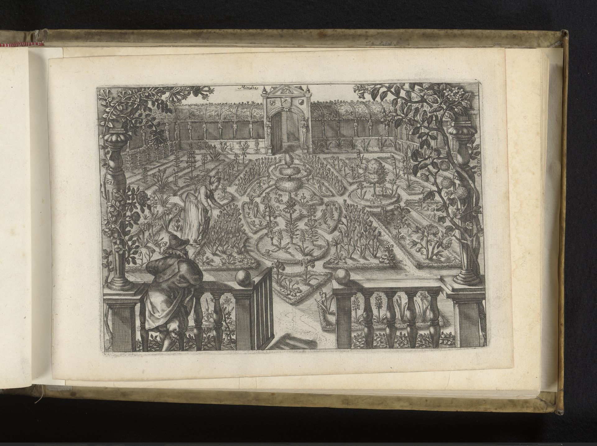 Man en vrouw in een omsloten tuin by Crispijn van de (II) Passe
