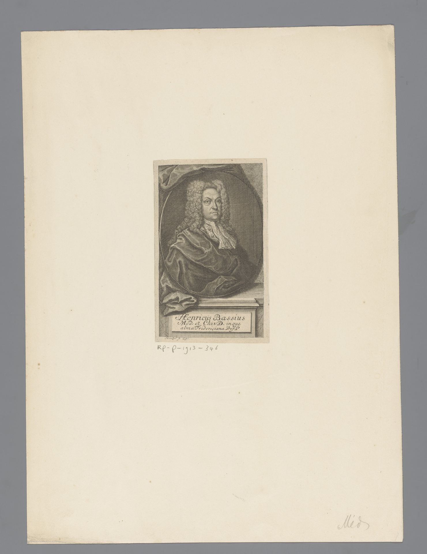 Portret van Heinrich Bass by Johann Georg Mentzel