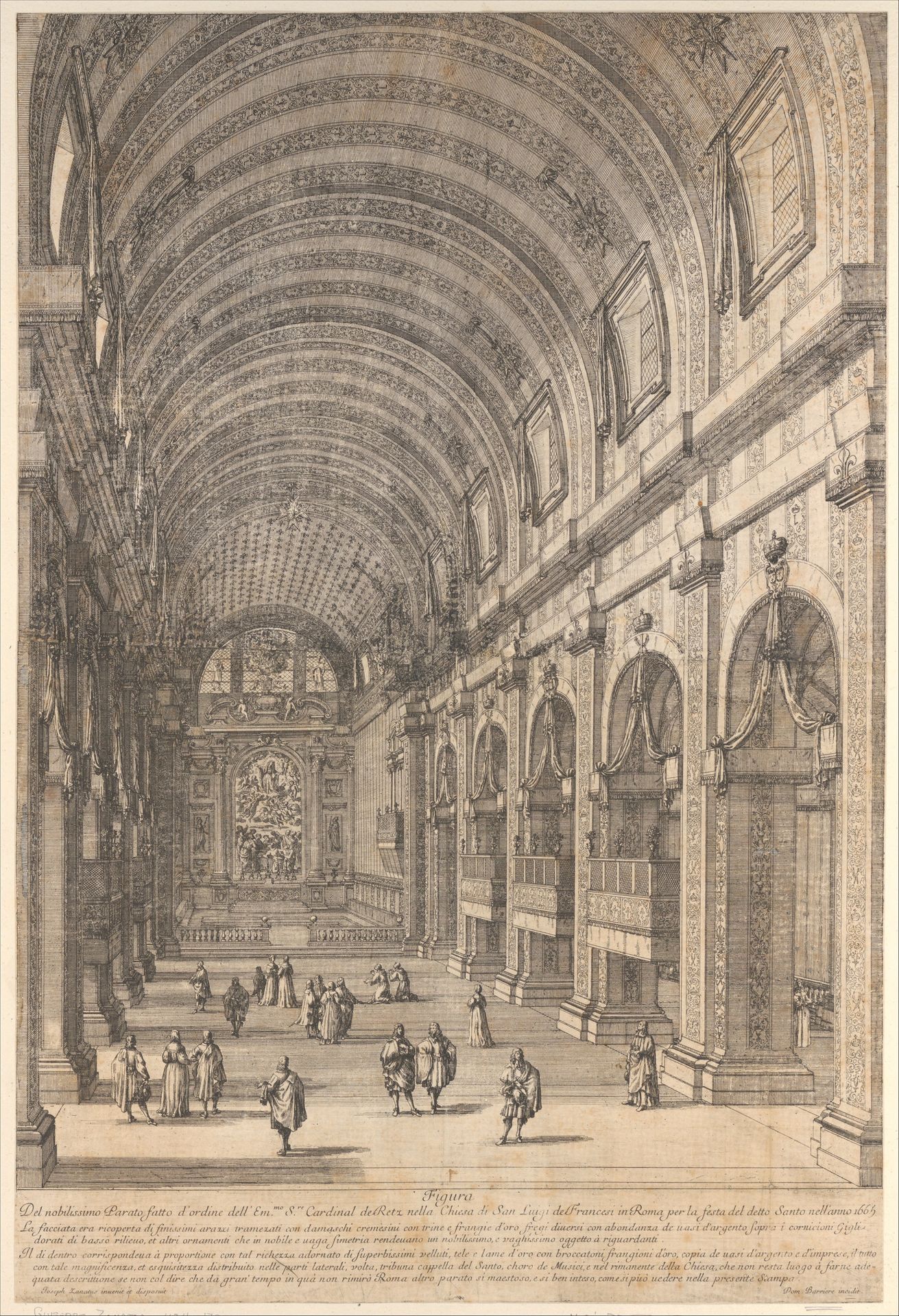 Decoration ordered by Cardinal de Retz in the Church of San Luigi, Rome, for the Saint's Feast Day by Dominique Barrière