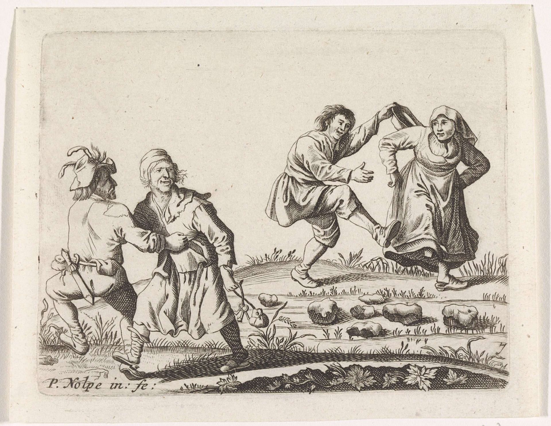 Twee dansende boerenparen by Anonymous