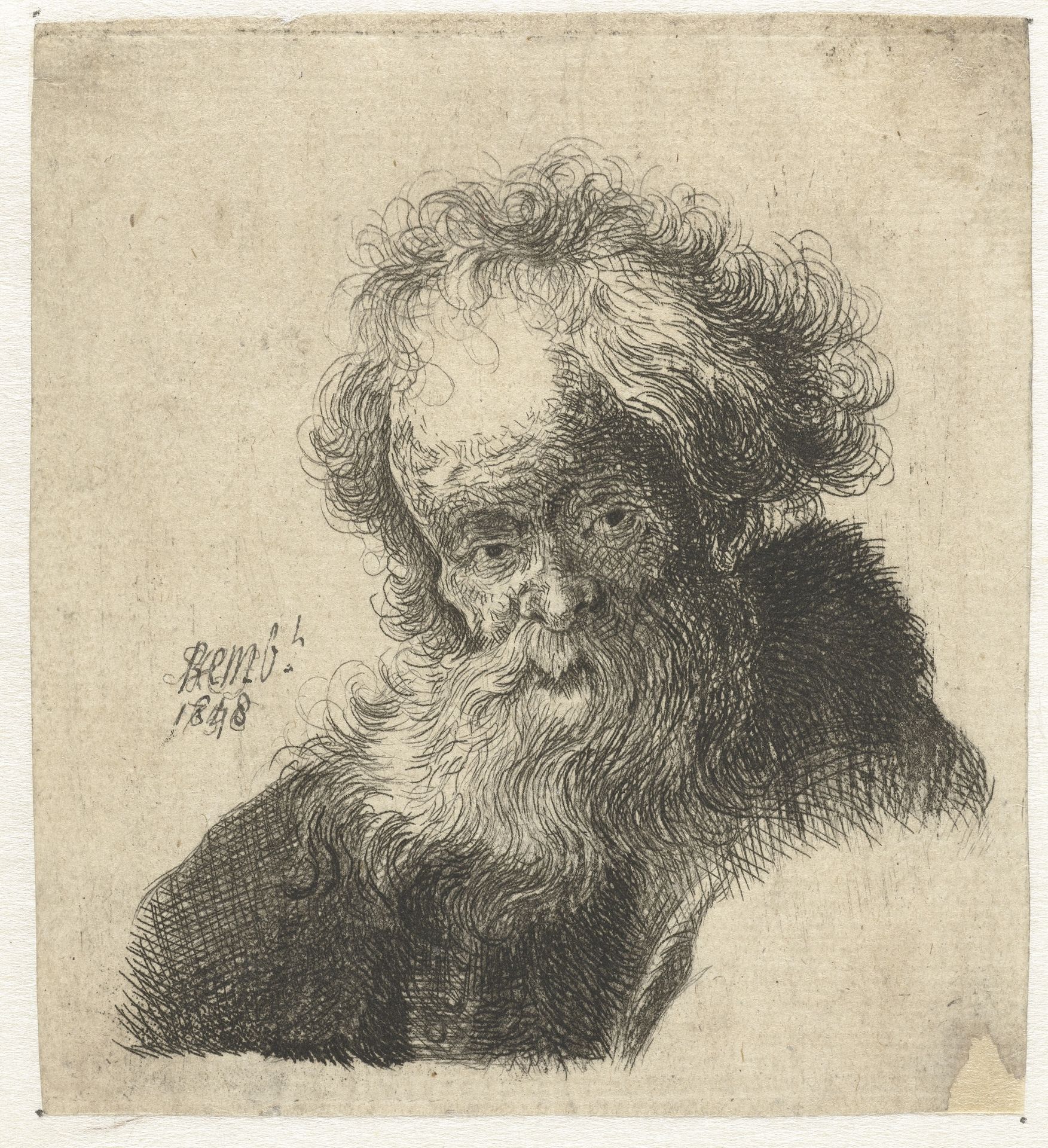 Bust of an old man with flowing beard and white sleeve by James Holland