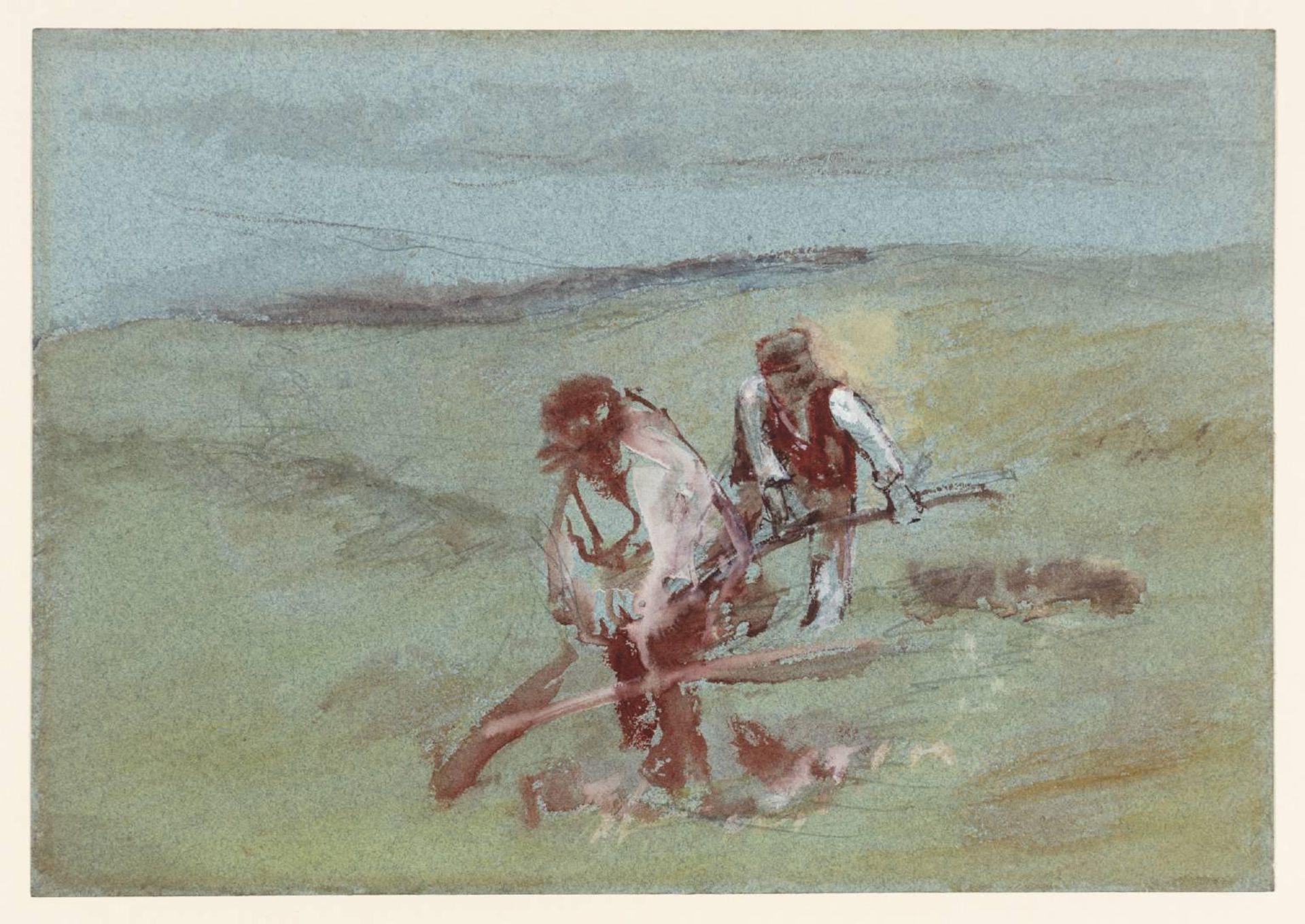 Two Men Scything by  John William Inchbold