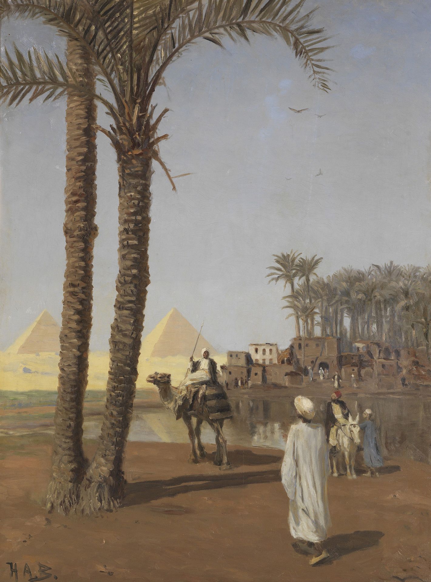 Orientalische Szene, Im Hintergrund Die Pyramiden Von Gizeh by Hans Andersen Brendekilde