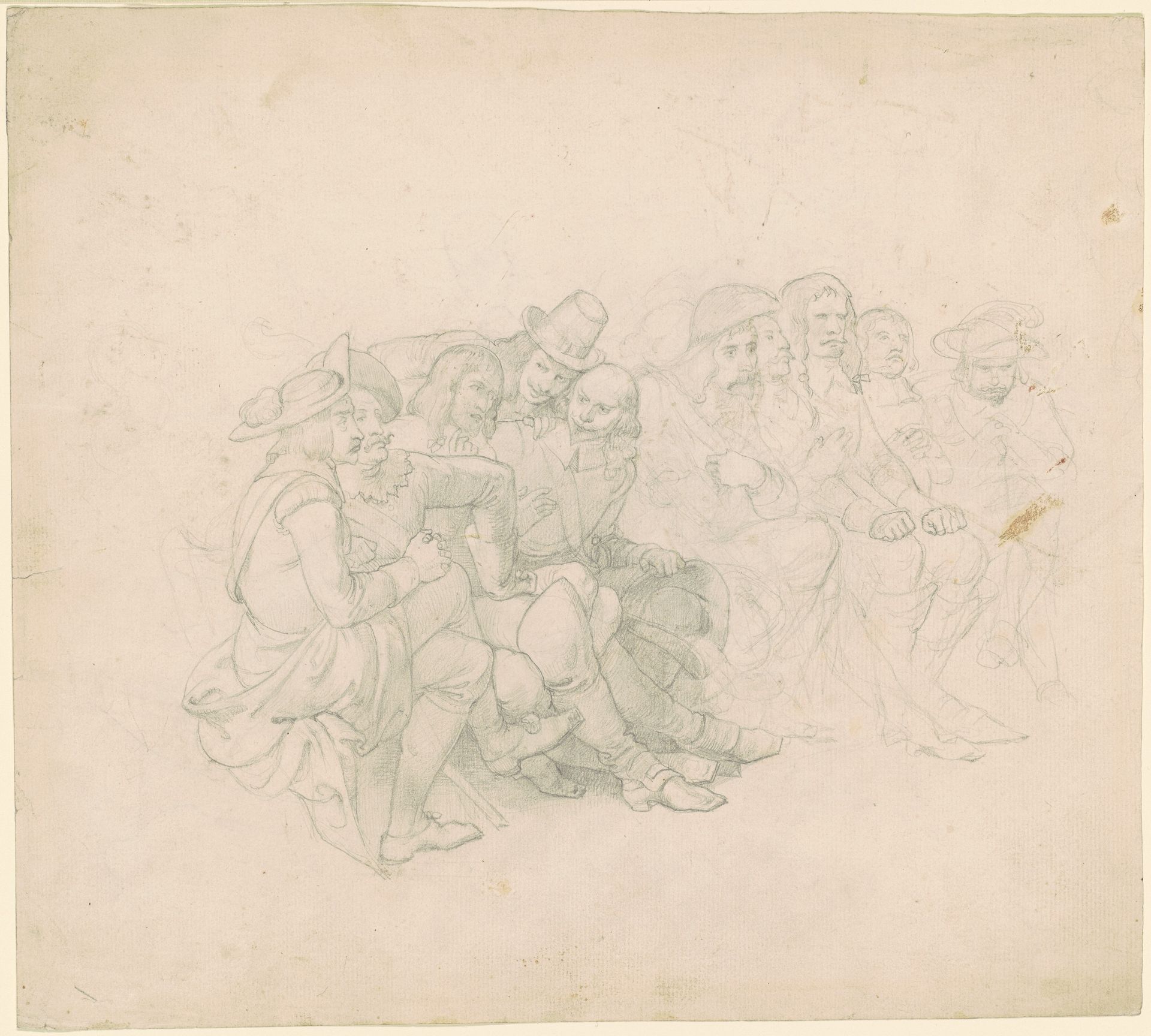 Men in Seventeenth-Century Costumes [recto] by Emanuel Leutze