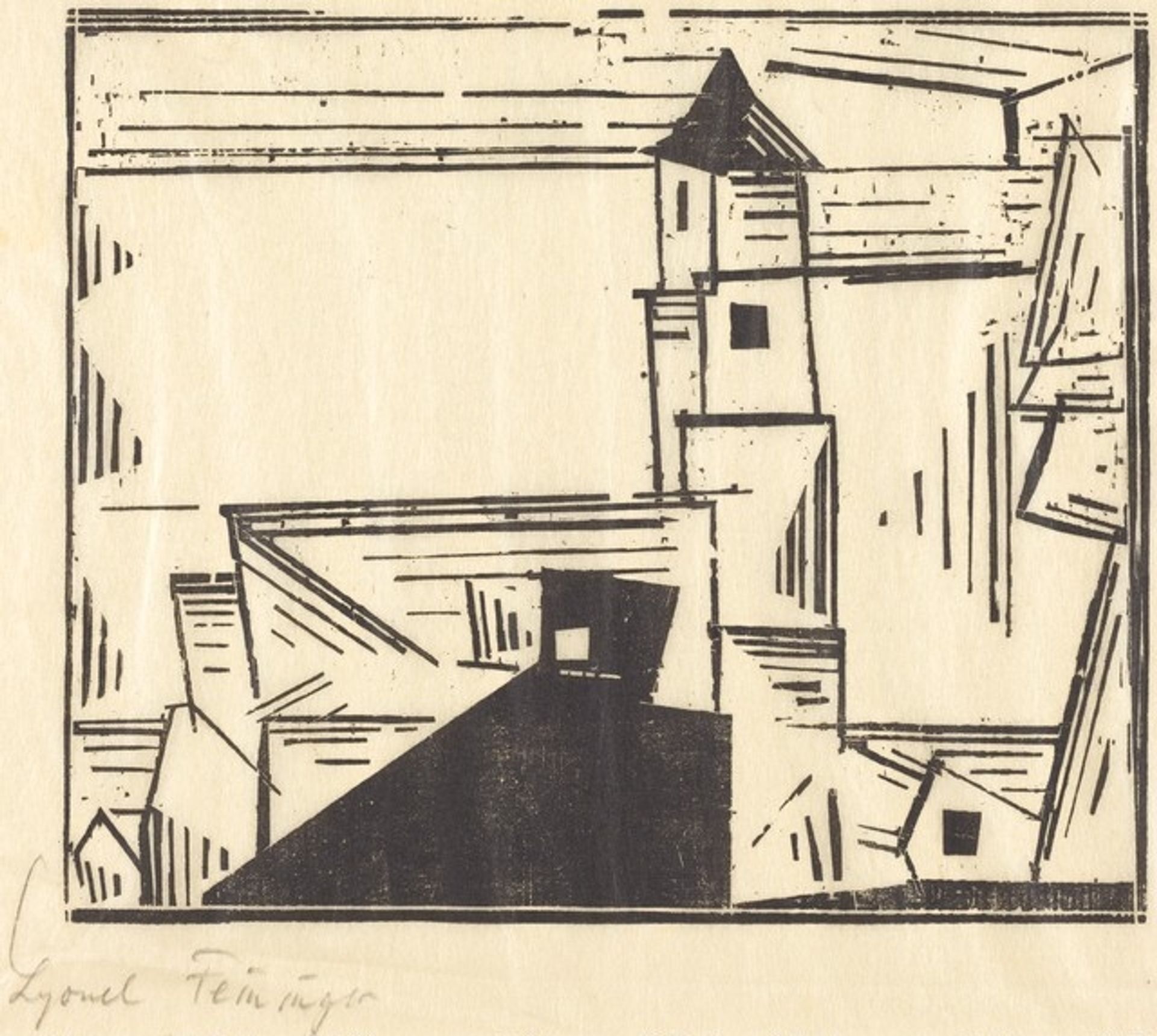 Yellow Village Church, 3 (Gelbe Dorfkirche, 3) by Lyonel Feininger