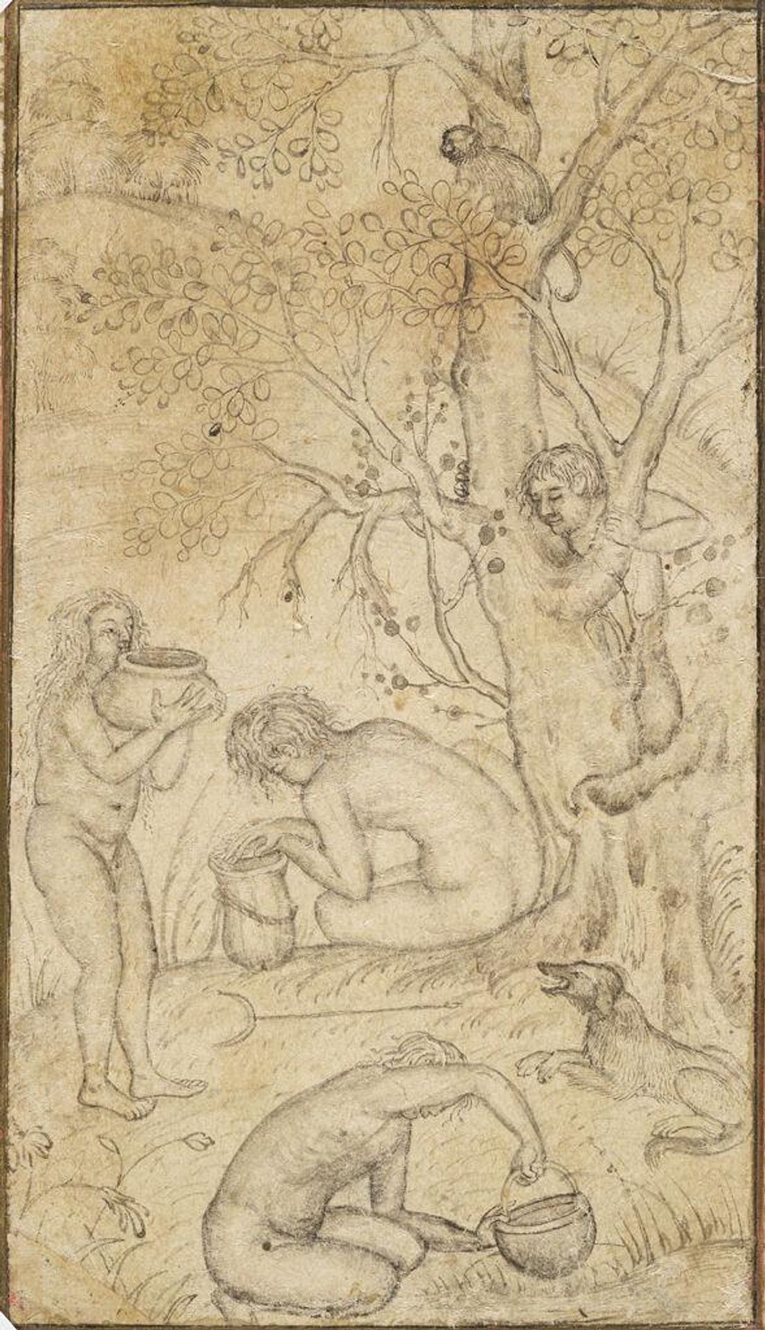 Ascetics  Making Bhang by Attributed to Basawan