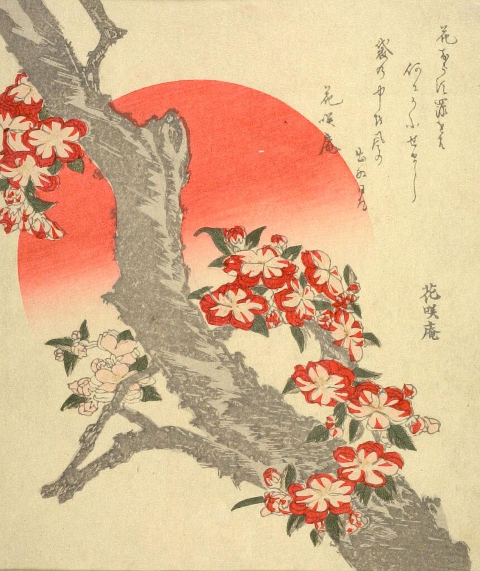 Cherry Blossoms, with poem by Tawara no Komemori (a/k/a KashÅan) by Attributed to Katsushika Hokusai èé£¾åæ