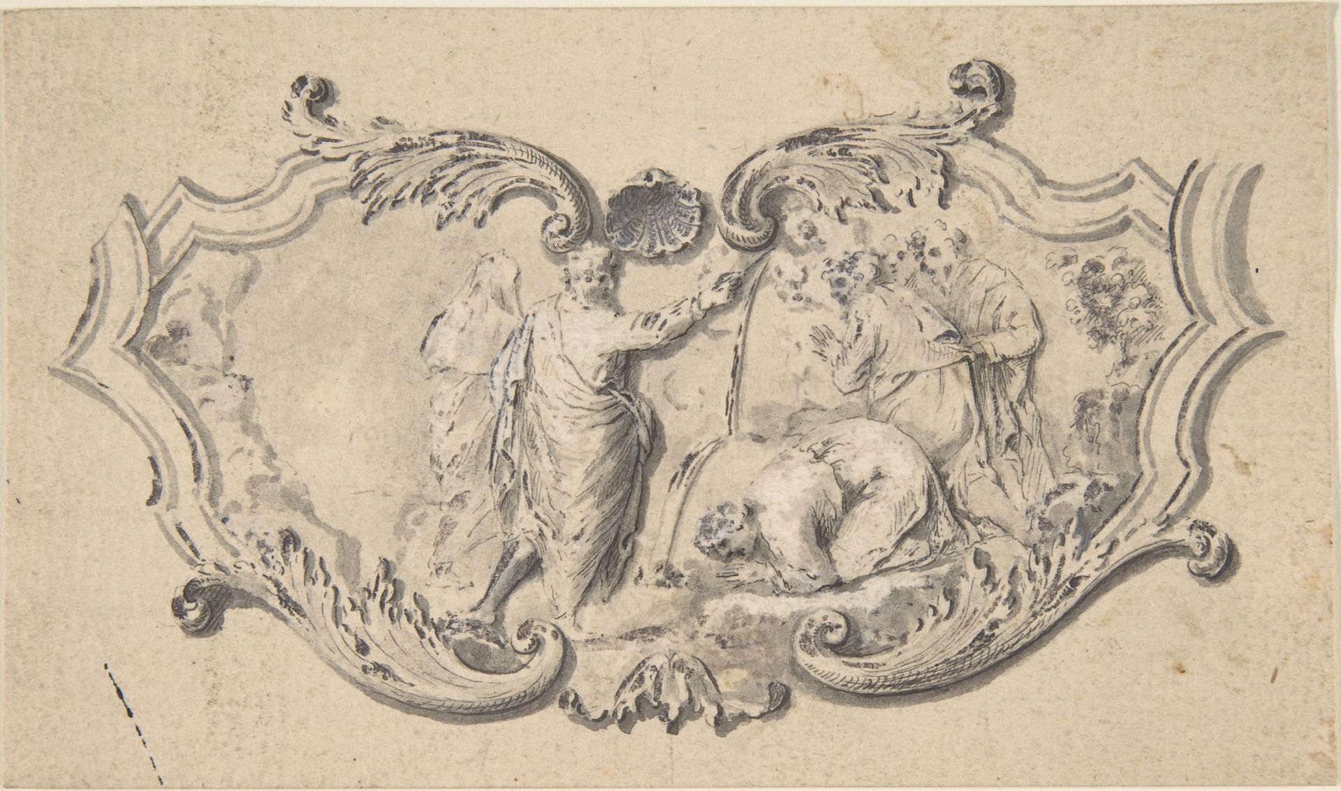 Cartouche with Moses Striking the Rock by Anonymous