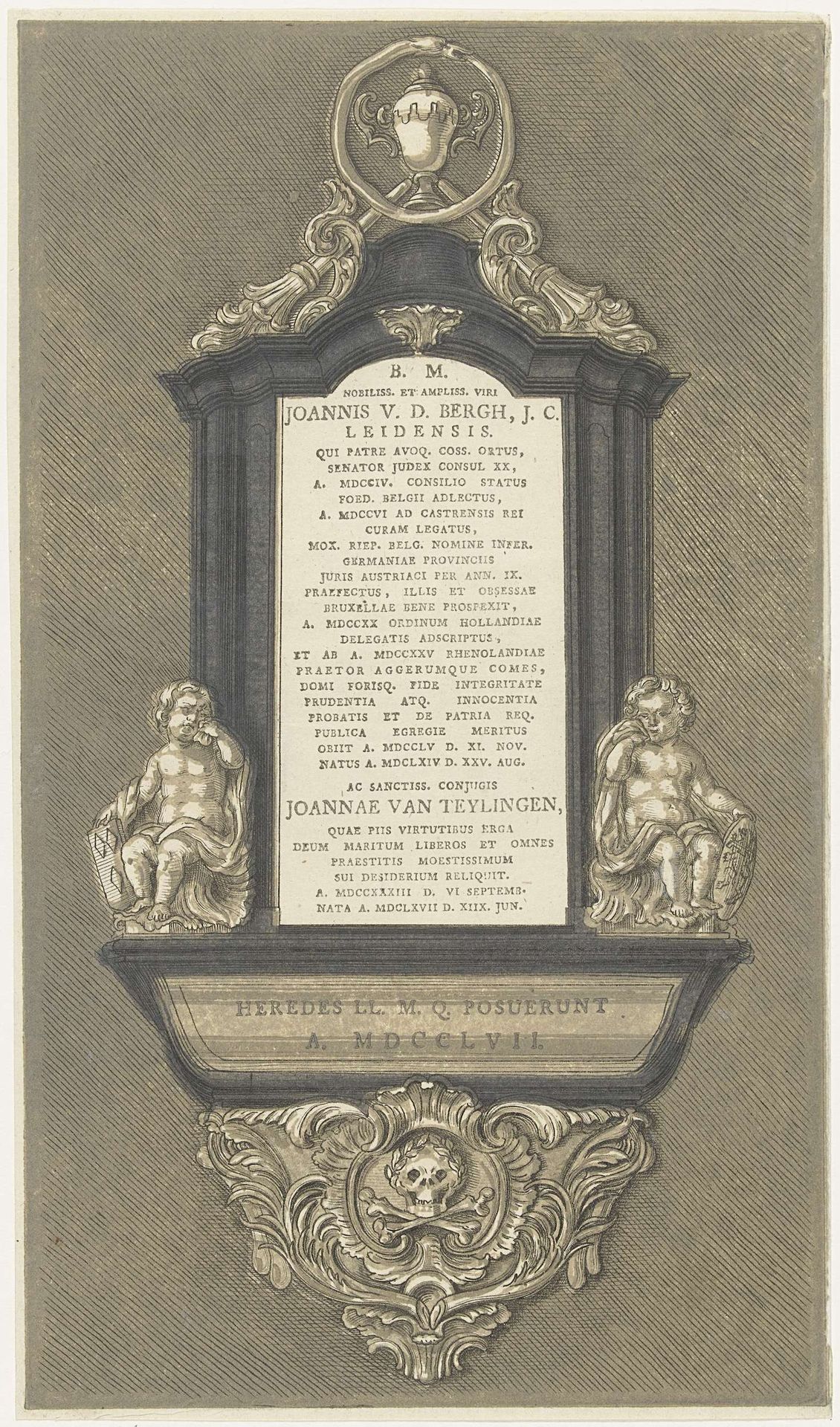 Grafmonument voor Johannes van den Bergh en zijn vrouw Joanna van Teylingen te Leiden by Abraham Delfos