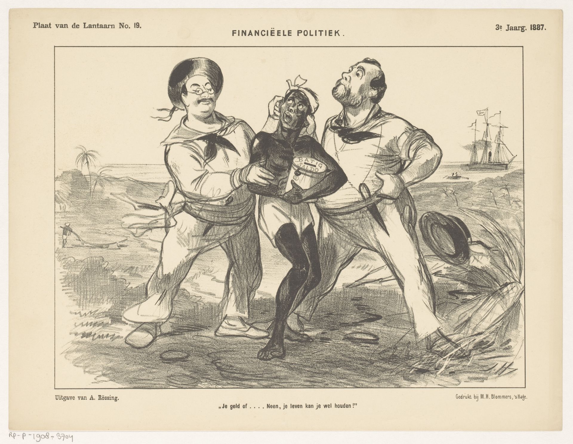 Spotprent over Europese afpersing van niet-westerse landen by Jan Holswilder