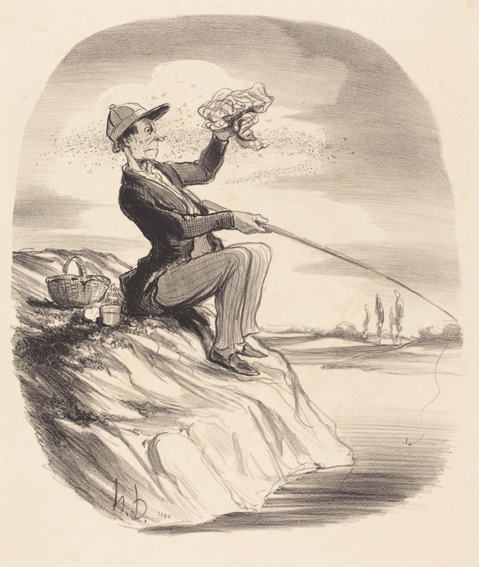 Désagrément d'aller a la pêche... by Honoré Daumier