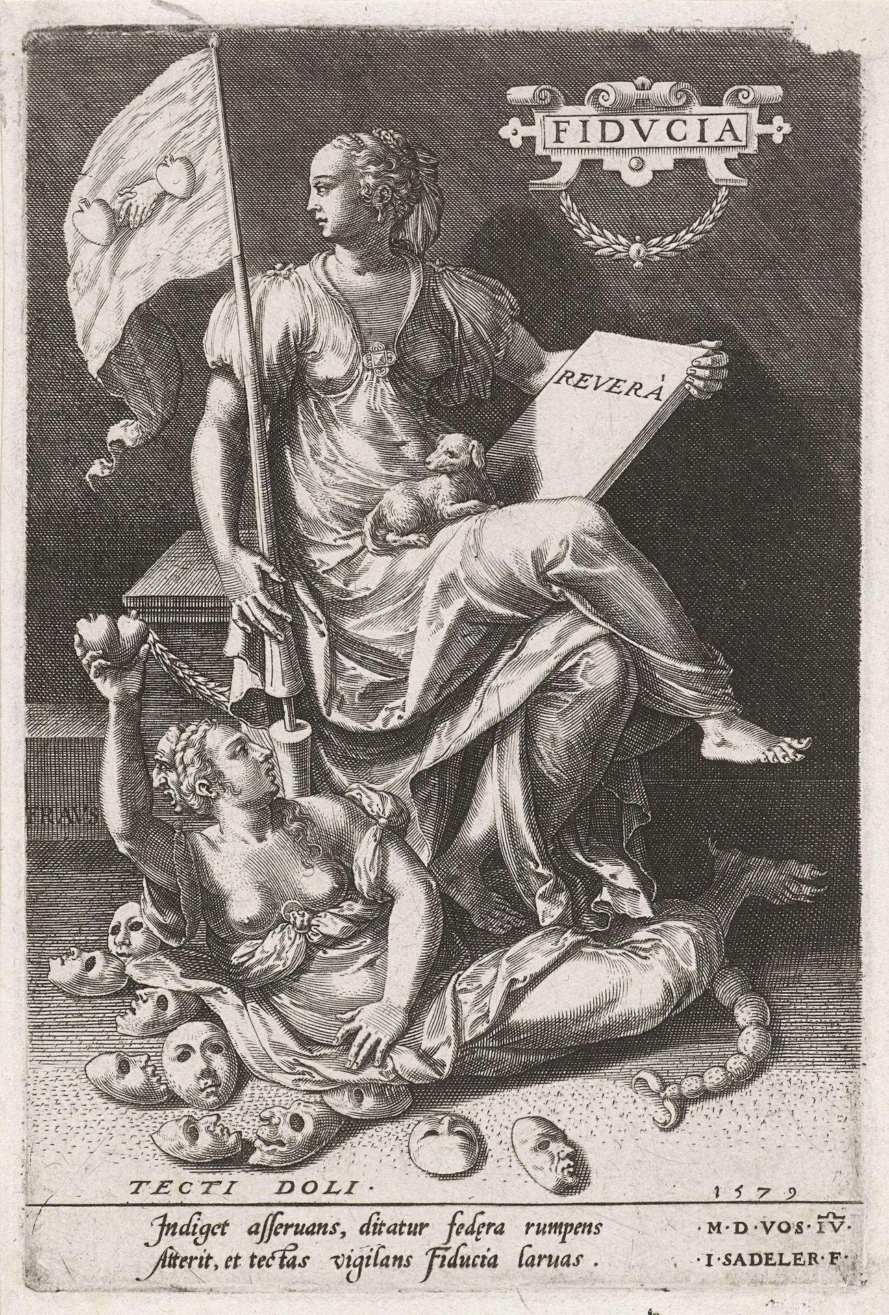 Vertrouwen (Fiducia) overwint Heimelijk Bedrog (Tecti doli) by Johann Sadeler I