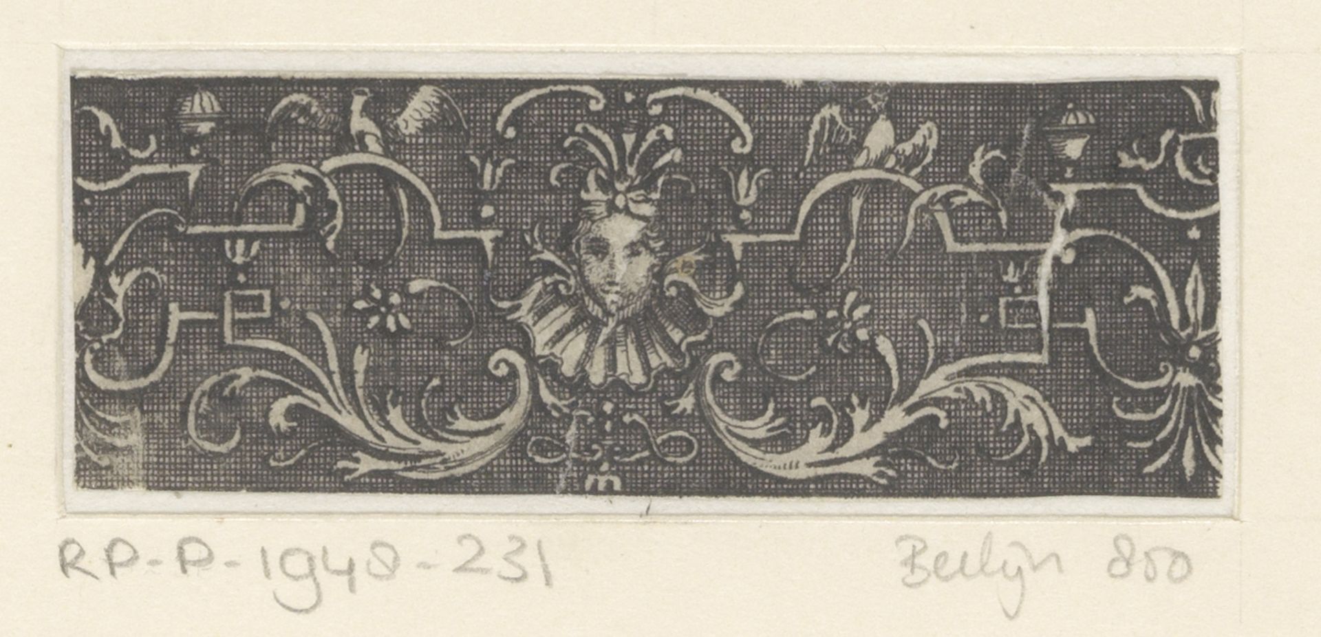Rechthoek met vlechtwerk en masker by Anonymous