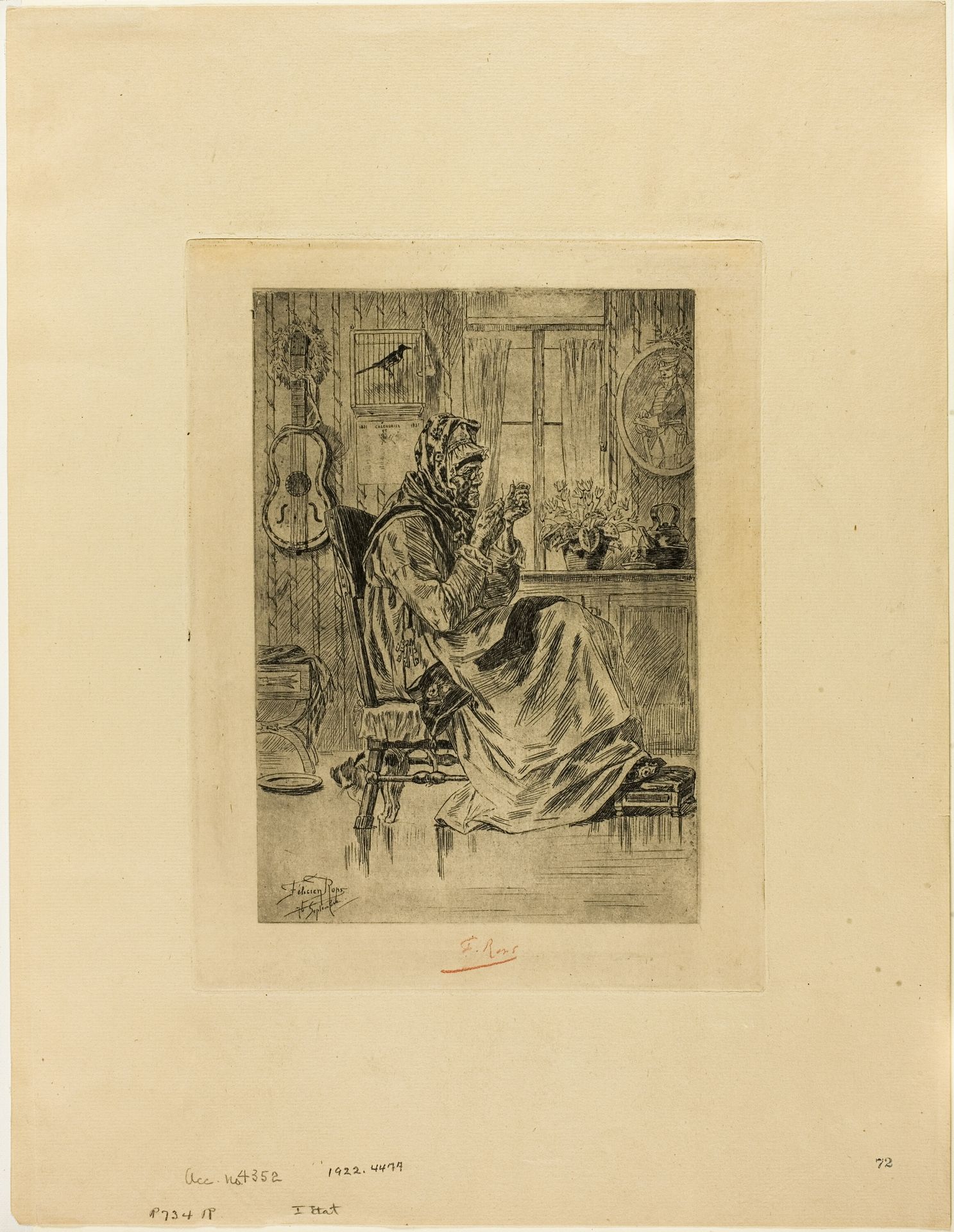 Old Woman with a Needle by Felicien Rops