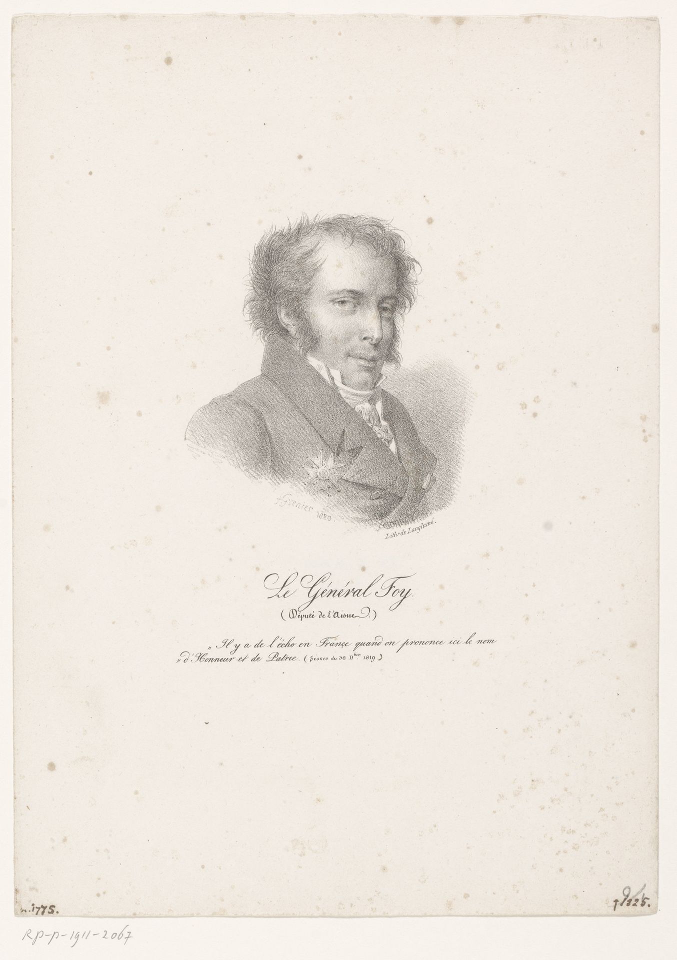 Portret van Maximilien Sébastien Foy by François Grenier