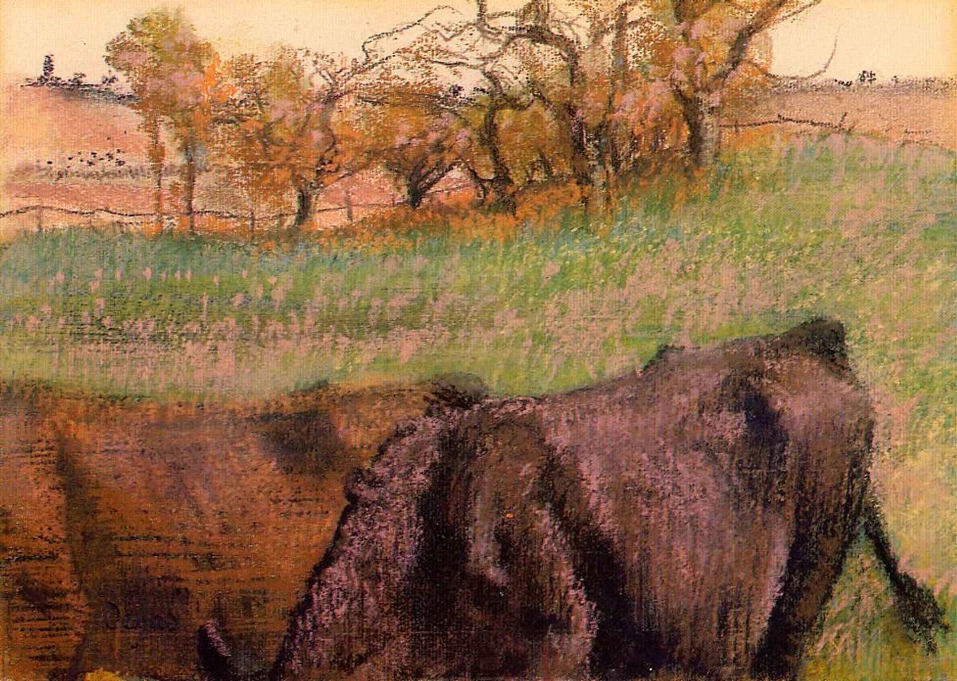 Landscape. Cows in the Foreground by Edgar Degas