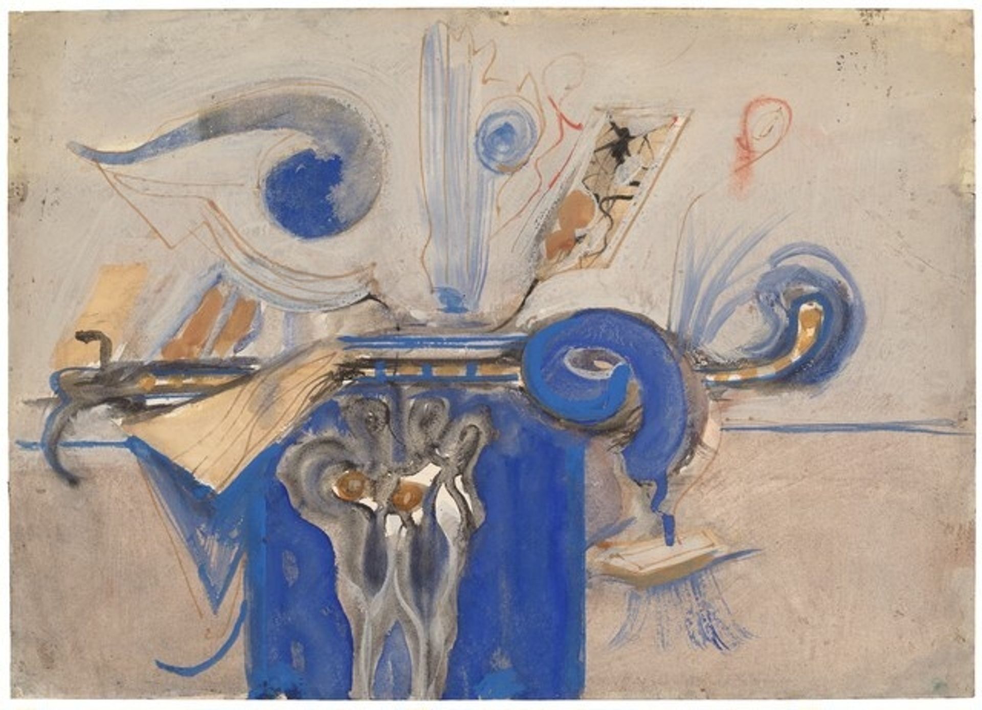Abstract Composition in Blue, Black, Gray, and Tan by Mark Rothko