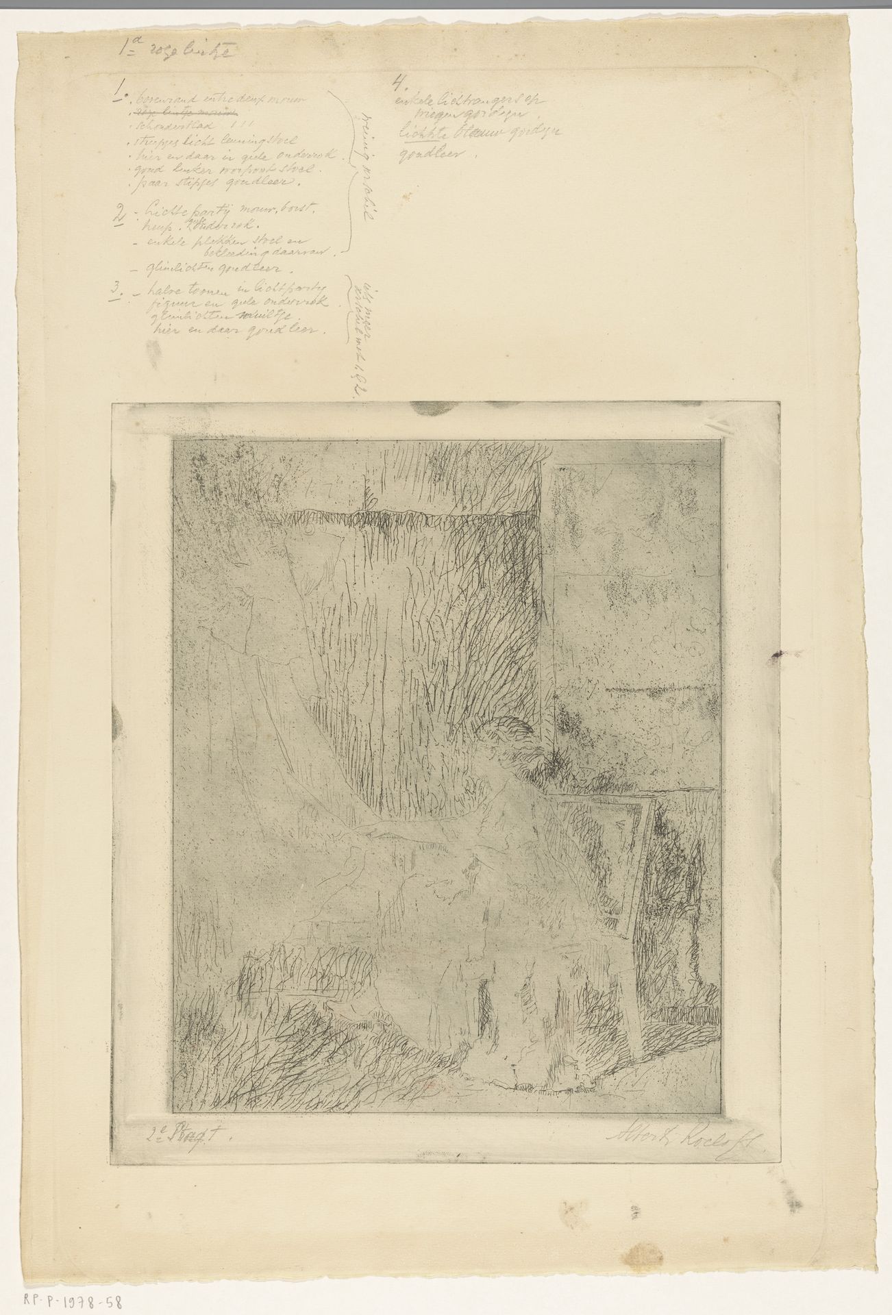 Vrouw die op een stoel naast een wieg zit by Albert Roelofs