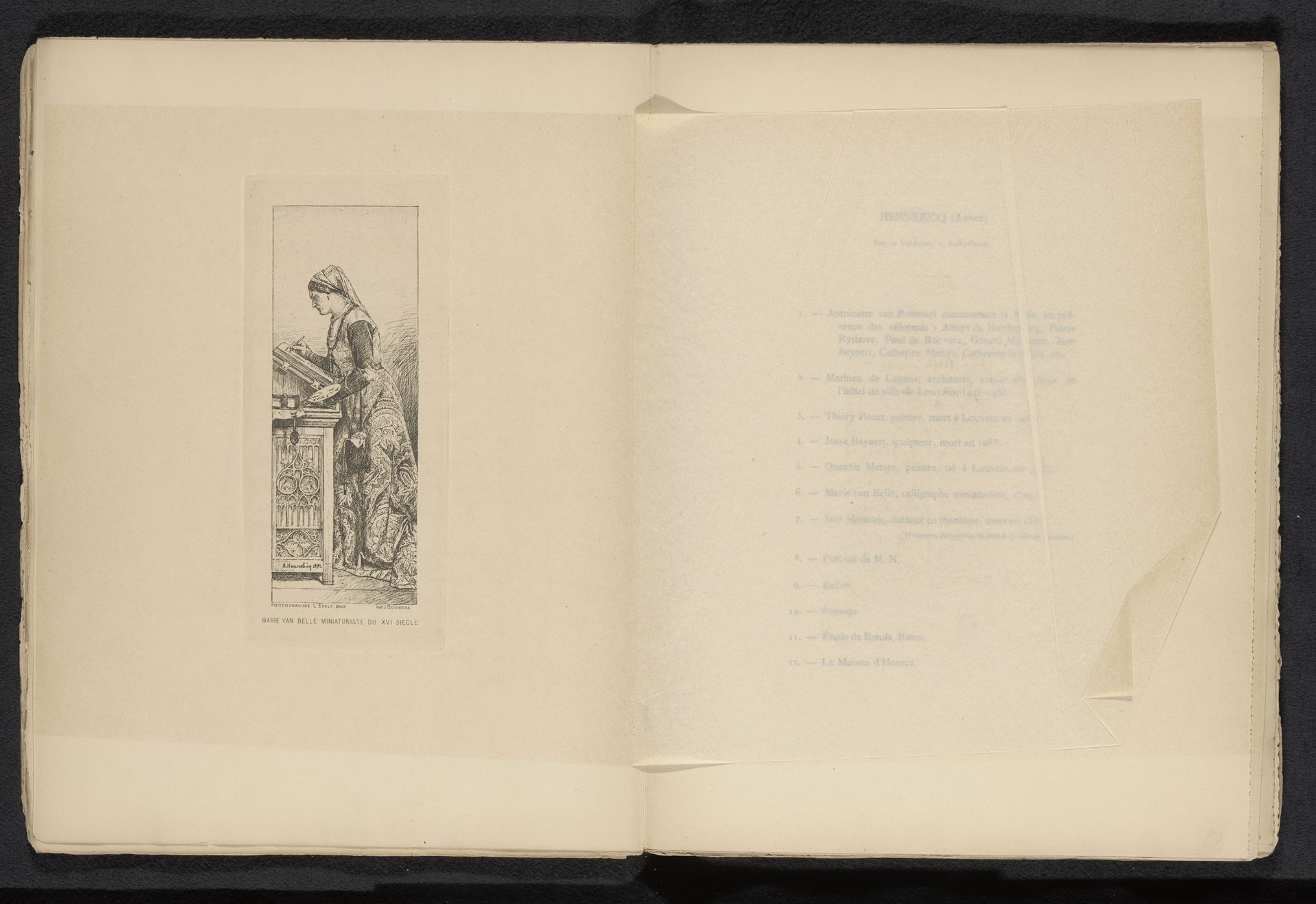 Reproductie van een tekening van een portret van Marie van Belle, door André Hennebicq by Léon Evely