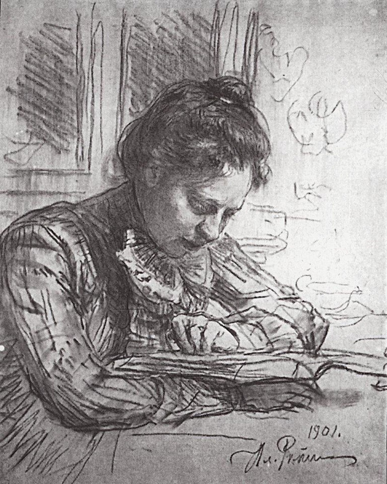 Reading (Portrait of Natalia B. Nordman) by Ilya Repin