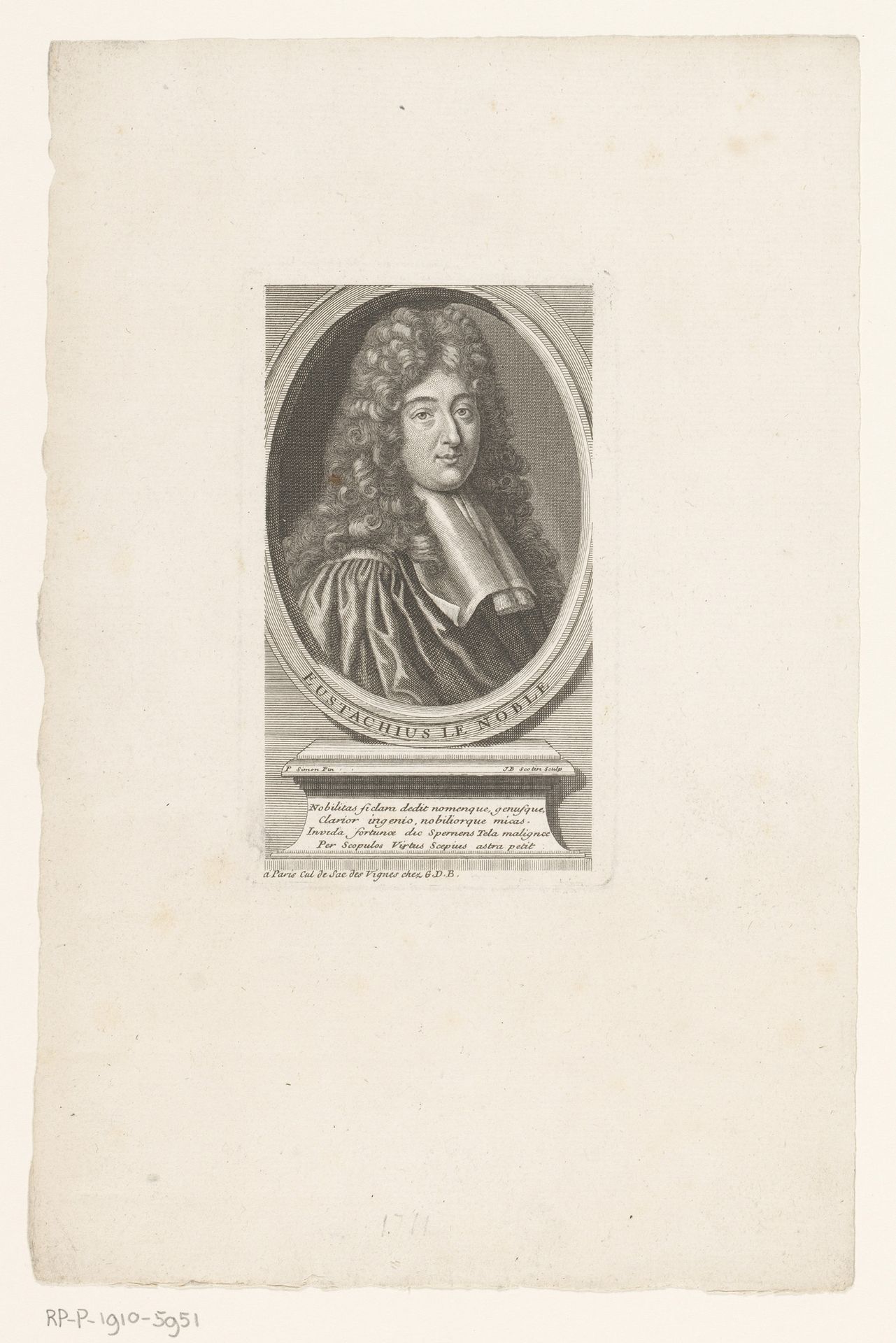 Portret van Eustache Le Noble by Jean Baptiste (I) Scotin