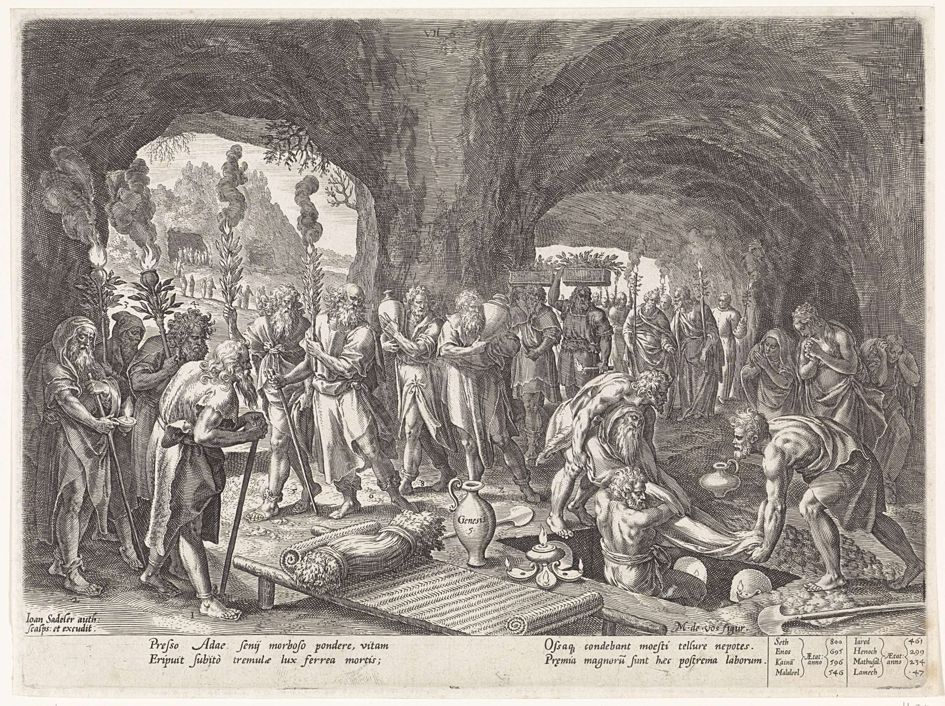 Begrafenis van Adam by Johann Sadeler I