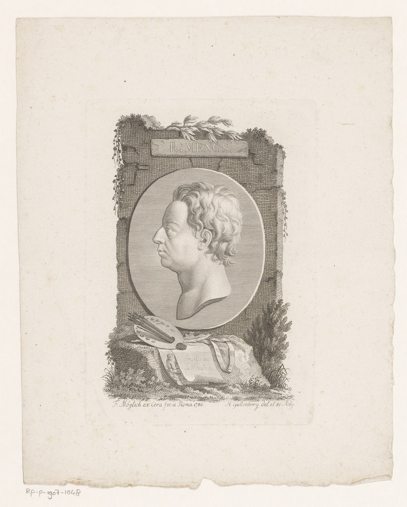 Portret van Anton Raphael Mengs by Heinrich Guttenberg
