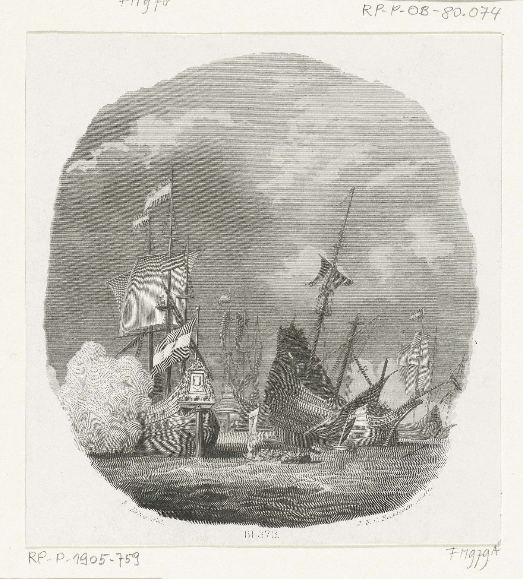 Ondergang van de Armada, 1588 by Jan Frederik Christiaan Reckleben