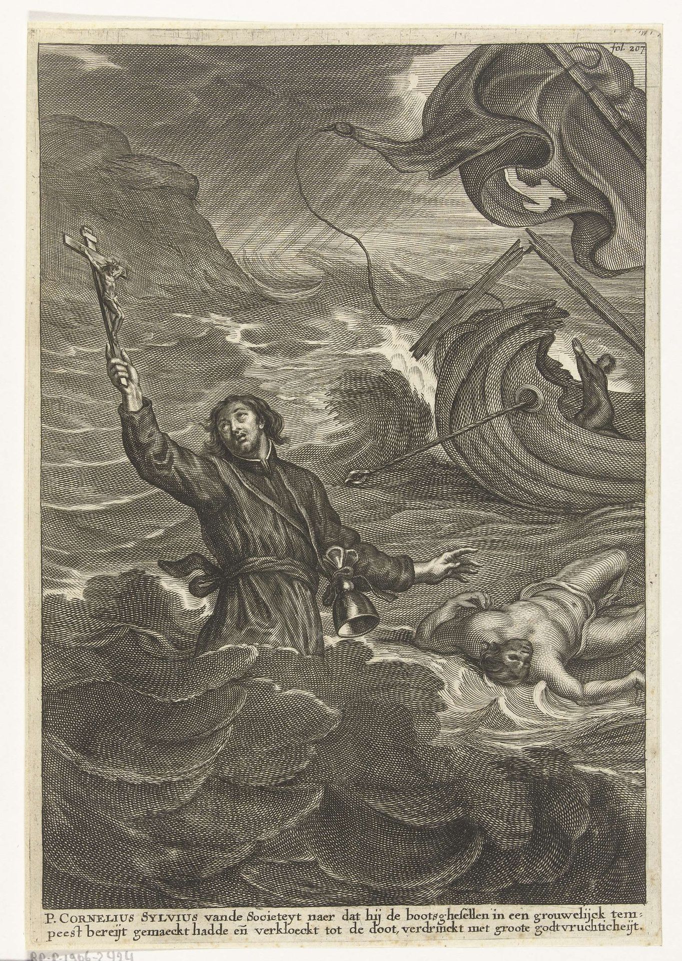 Verdrinkingsdood van Cornelis Sylvius by Gaspar Bouttats