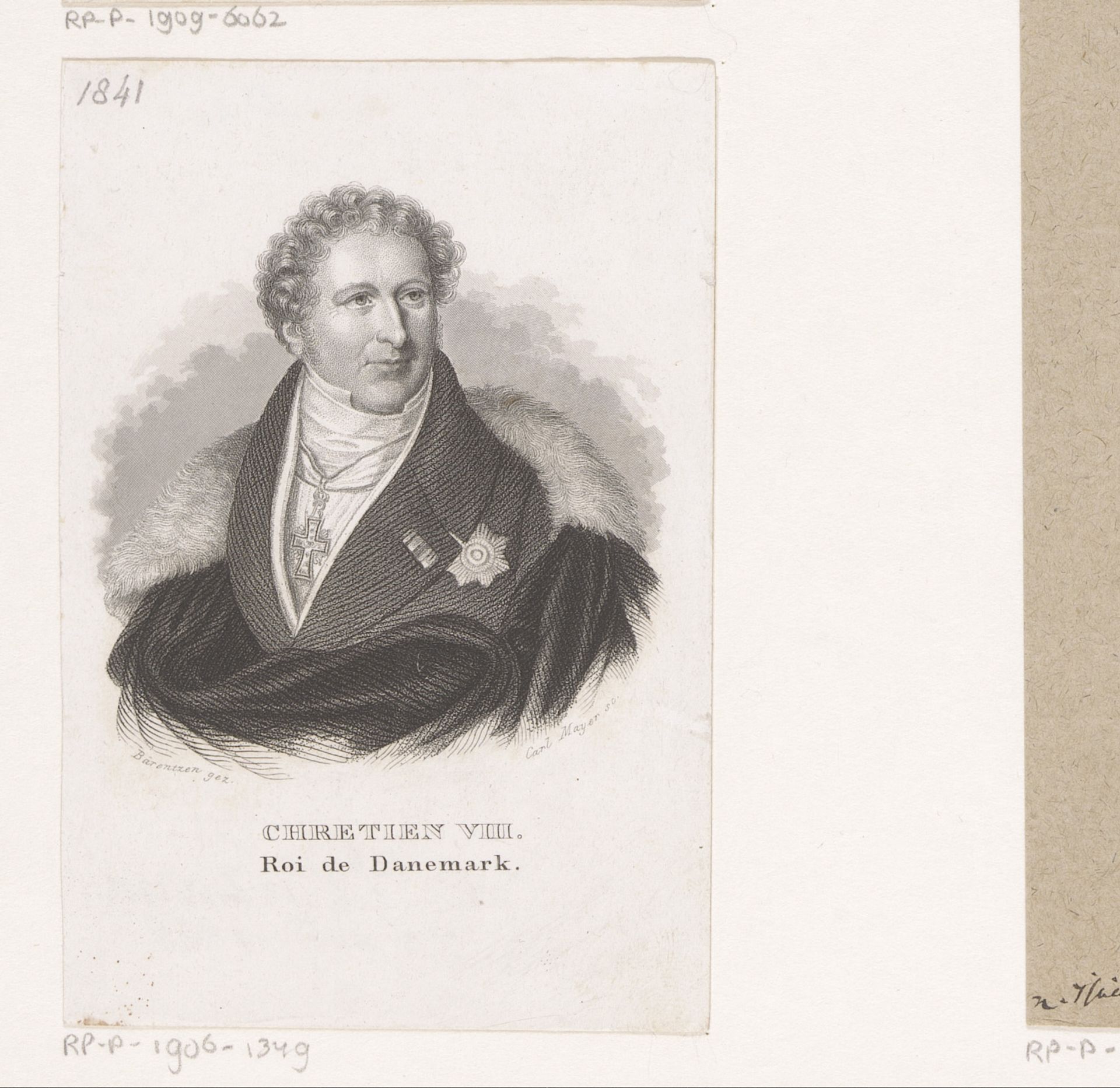 Portret van Christiaan VIII van Denemarken by Carl Mayer