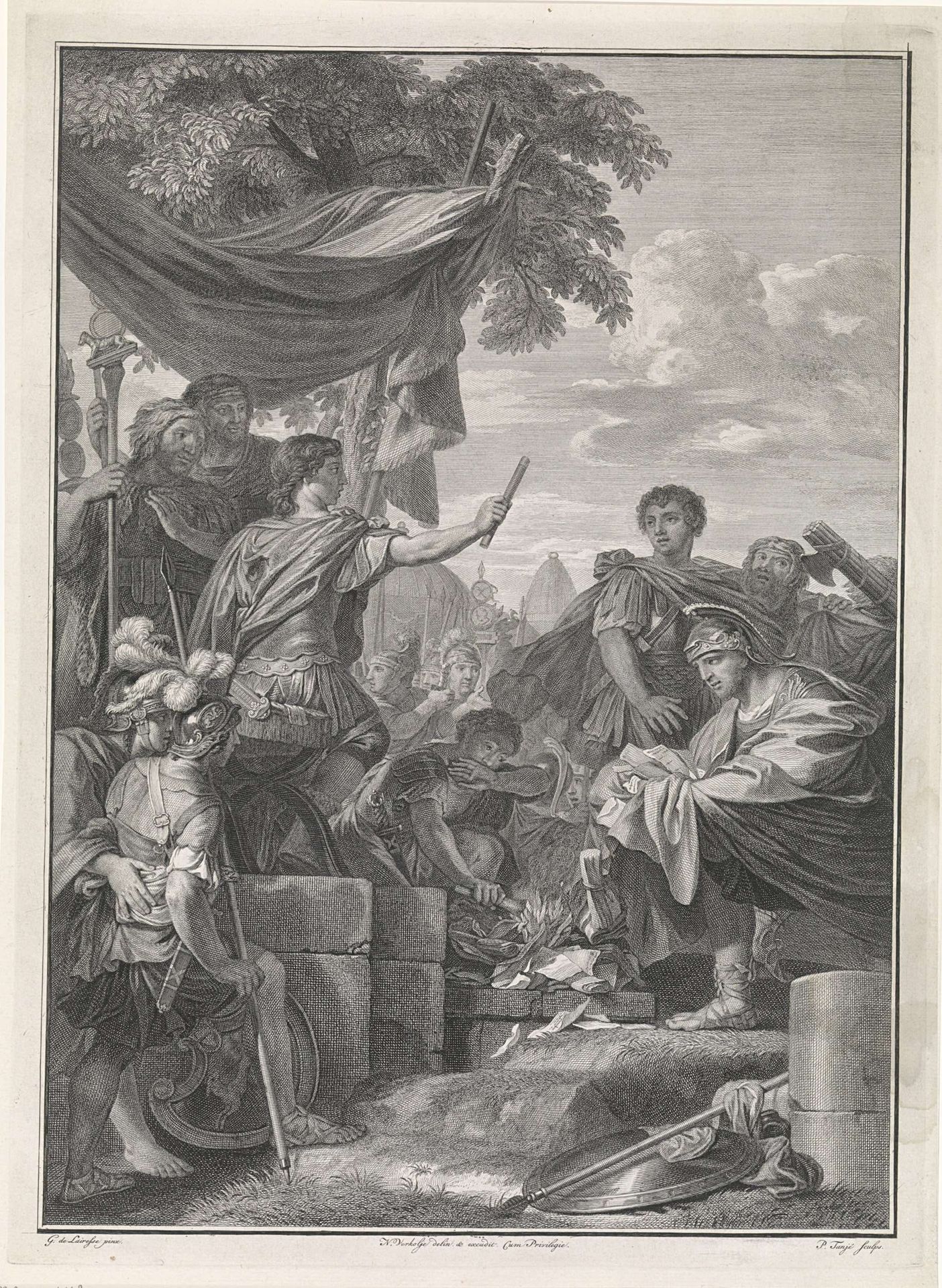 Pompeius laat de brieven van Marcus Peperna verbranden by Pieter Tanjé