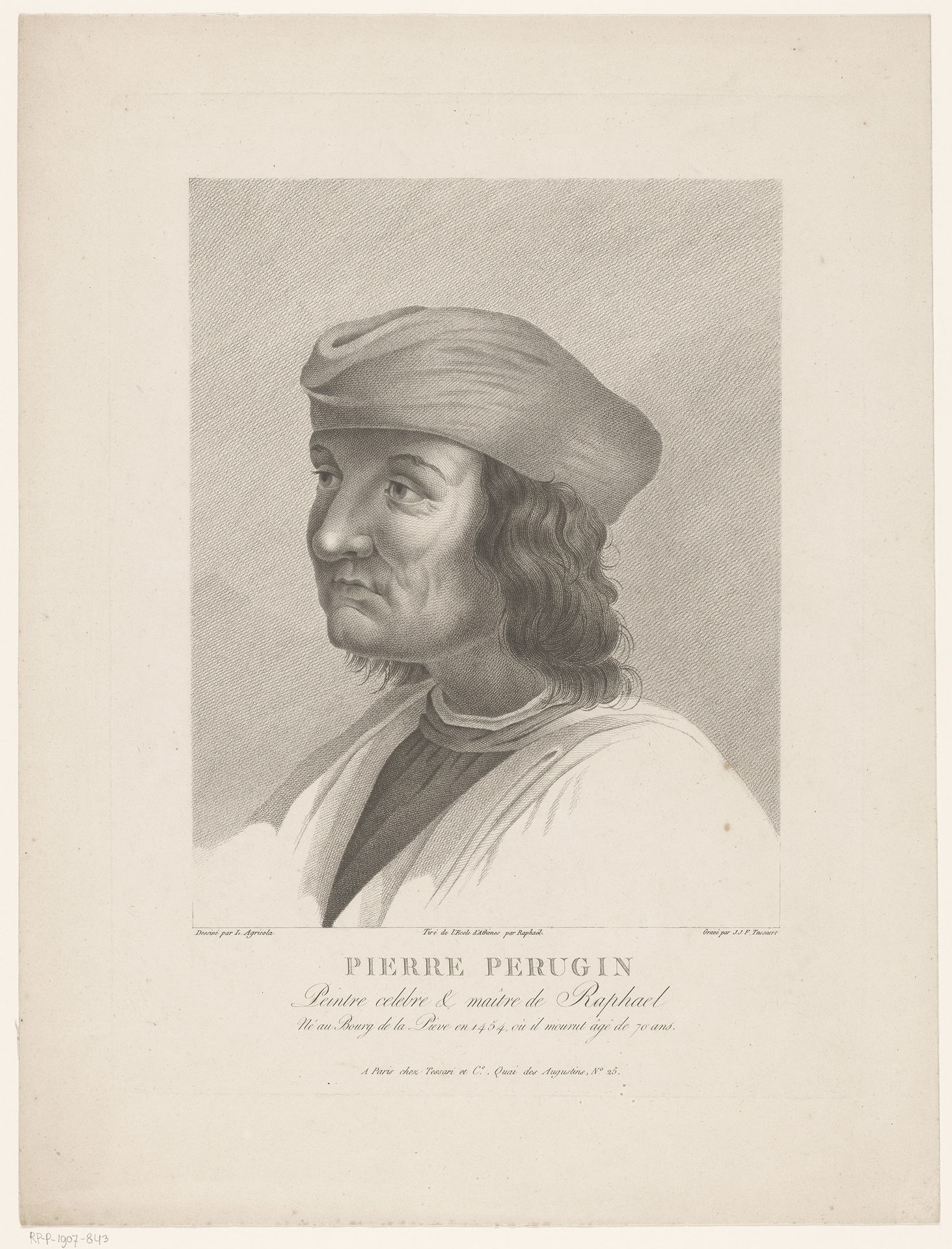 Portret van Pietro Perugino by Jean Joseph François Tassaert