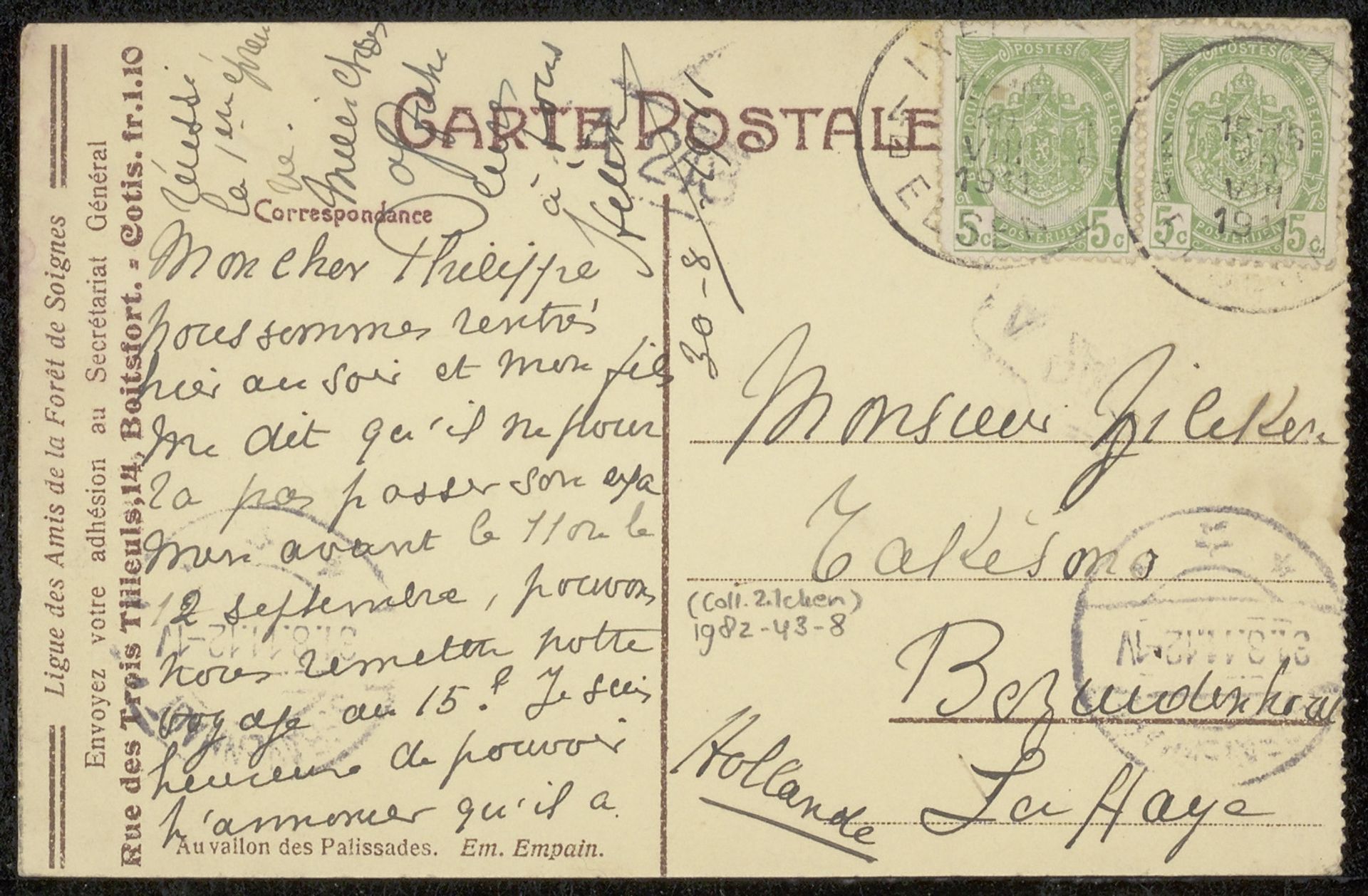 Prentbriefkaart aan Philip Zilcken by Hélène van Goethem