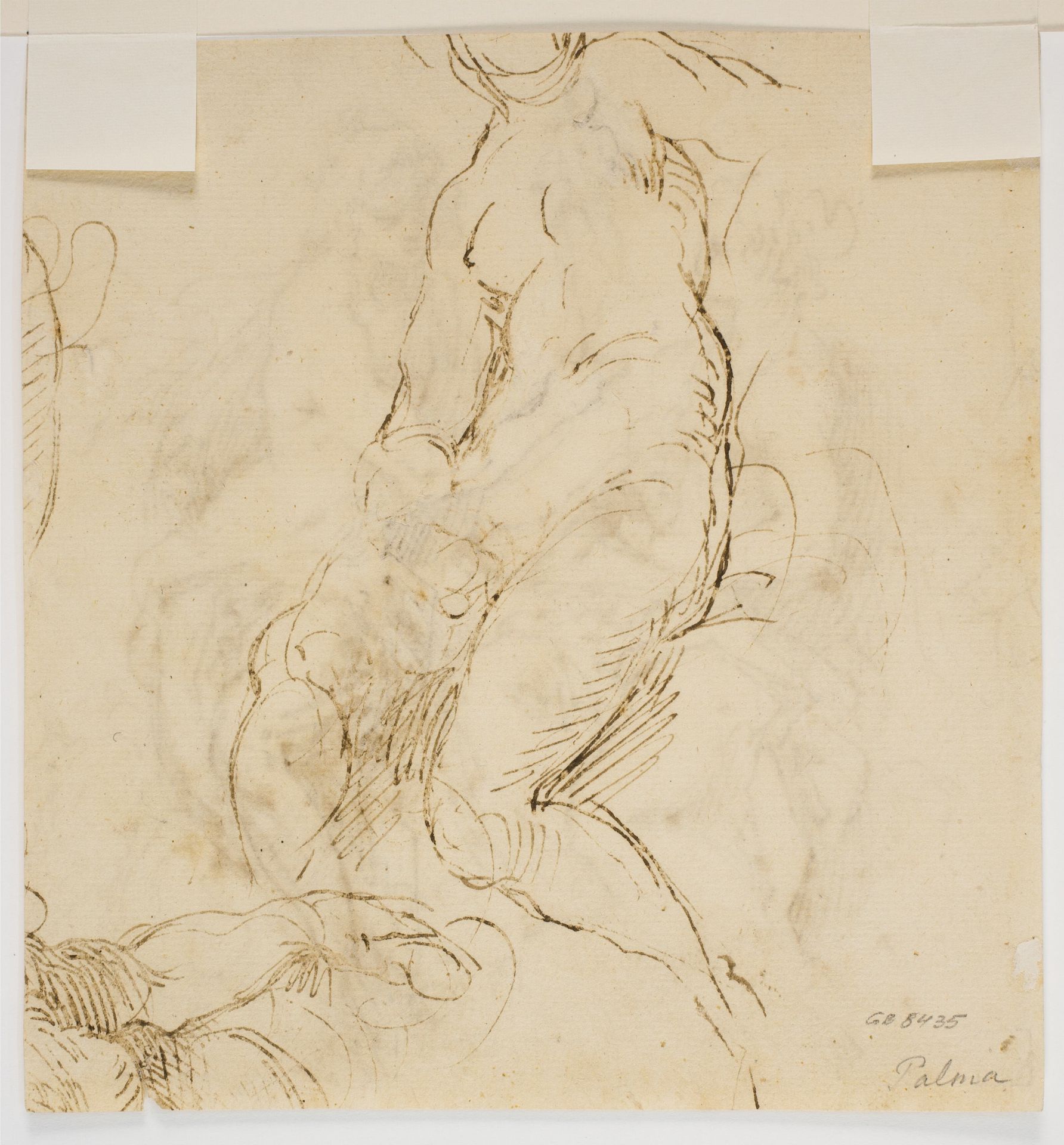 Seated woman and a prostrated nude in forshortening, cropped by Jacopo Palma (il Giovane)
