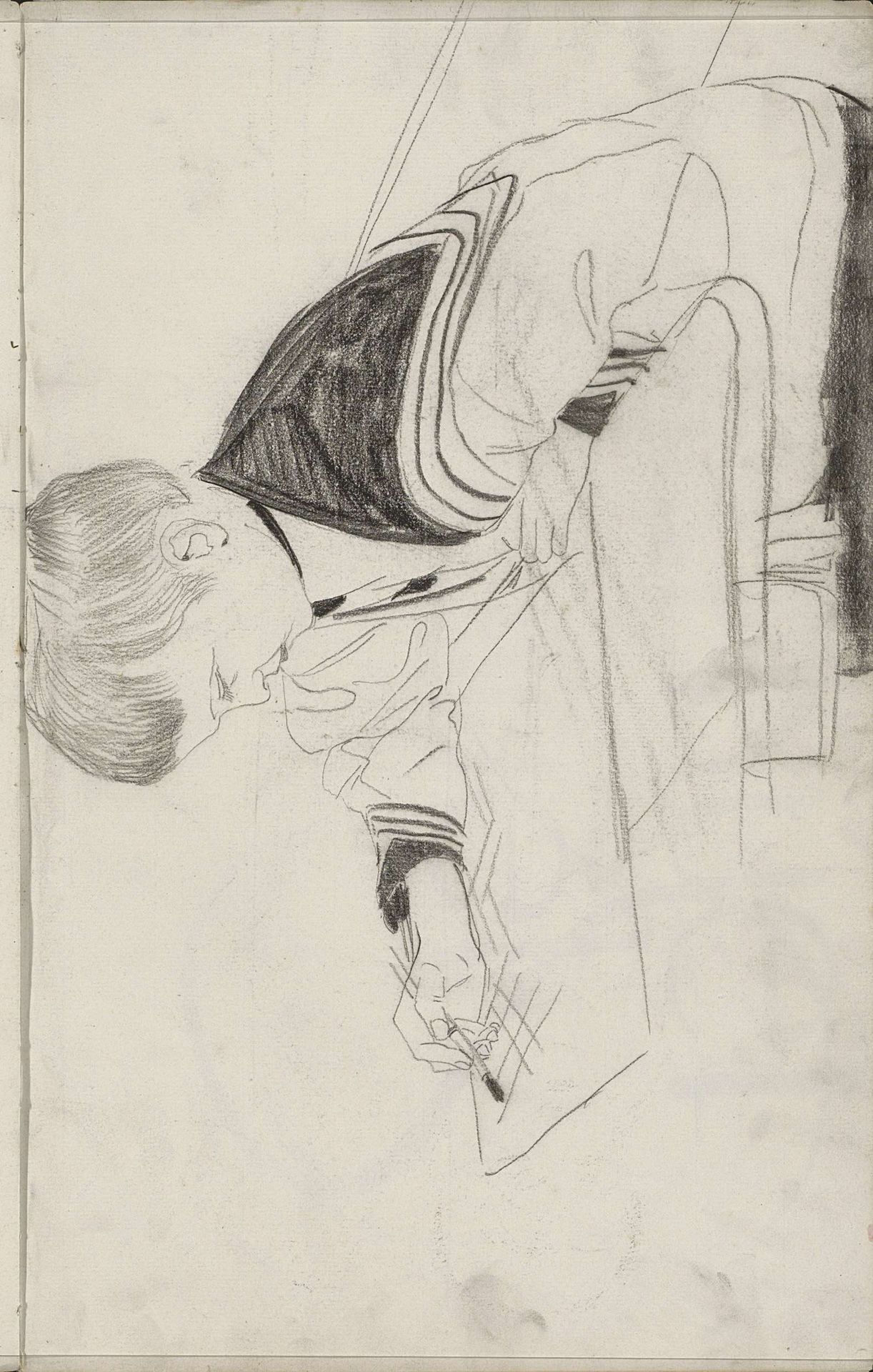 Jongen werkend aan een schooltafel by Carel Adolph Lion Cachet