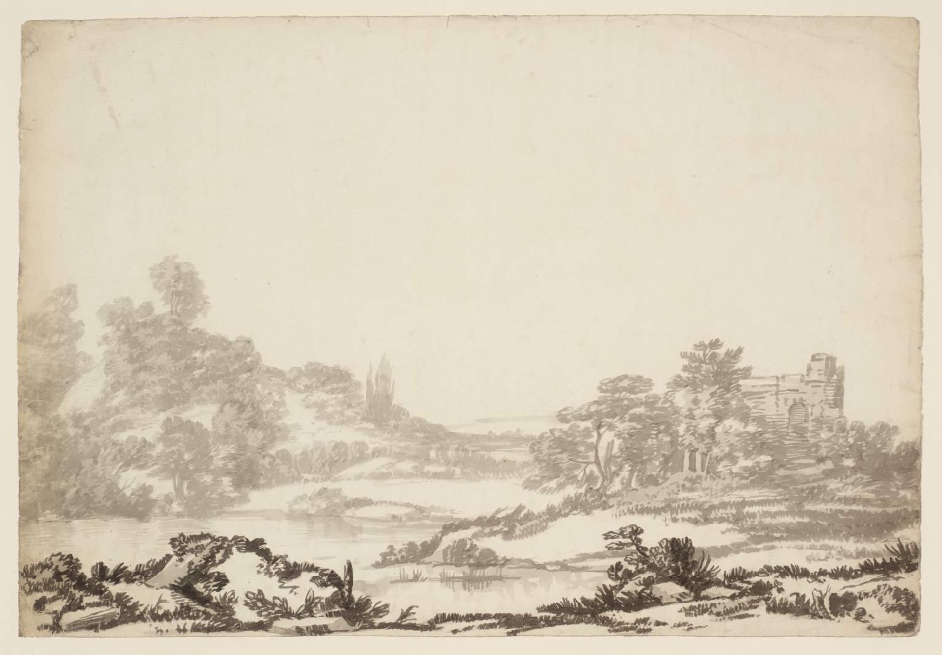 Landscape with Castle by Alexander Cozens
