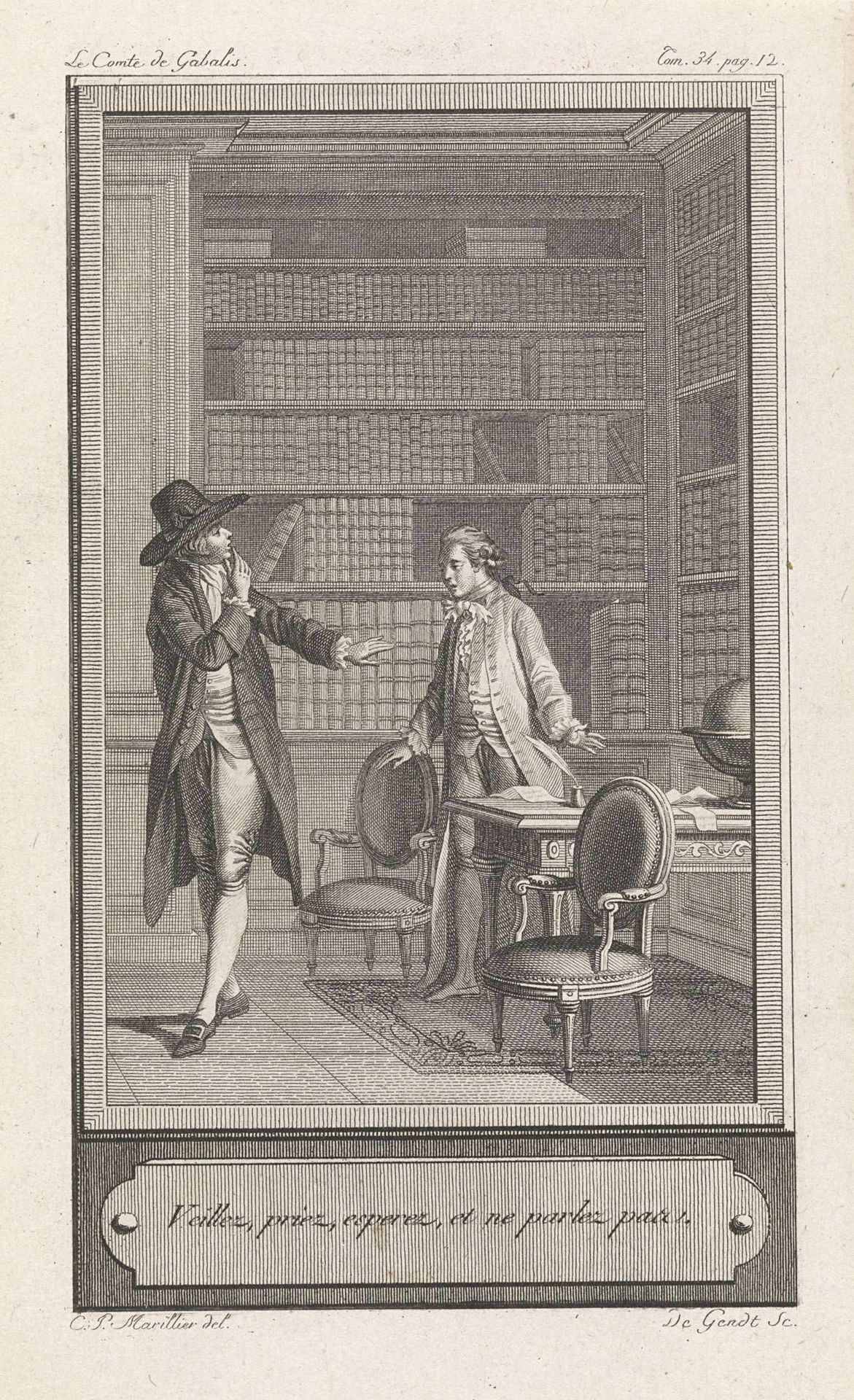 Twee mannen in conversatie by Emmanuel Jean de Ghendt