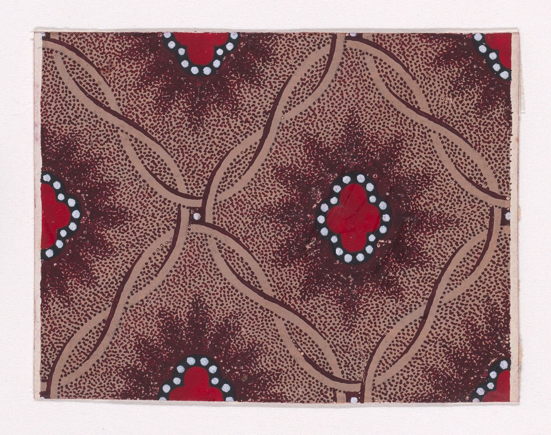 Textile Design with Alternating Quatrefoils Bordered with Pearls and Framed by Interlacing Ribbons by Anonymous