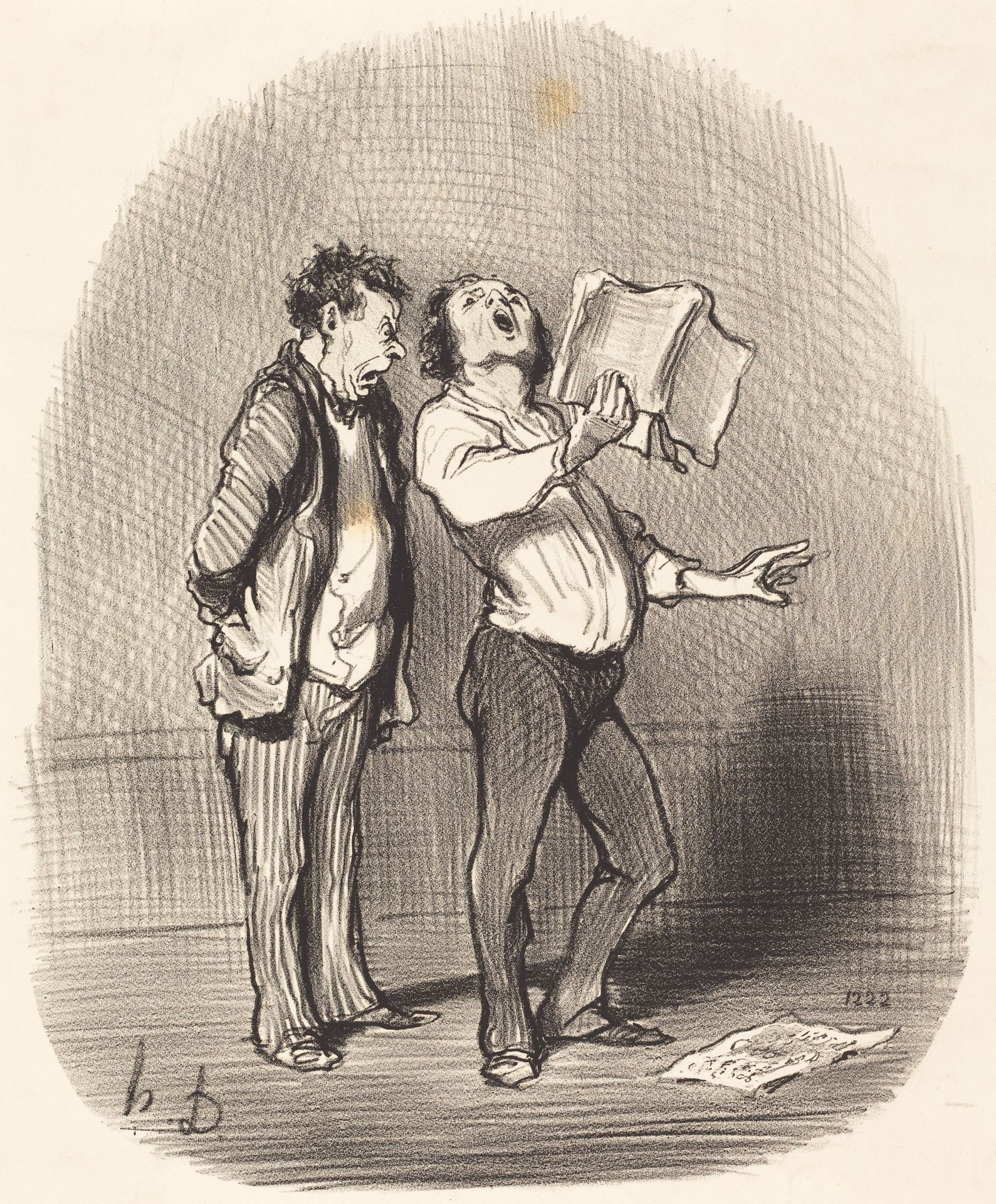 L'Inconvénient d'avoir un ami mélomane by Honoré Daumier