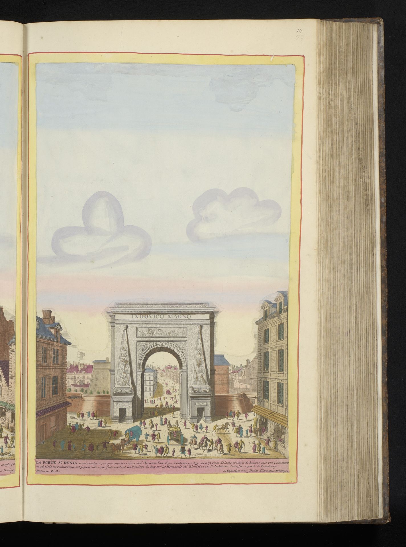 Gezicht op de triomfboog Porte Saint-Denis te Parijs by Hugo Allard