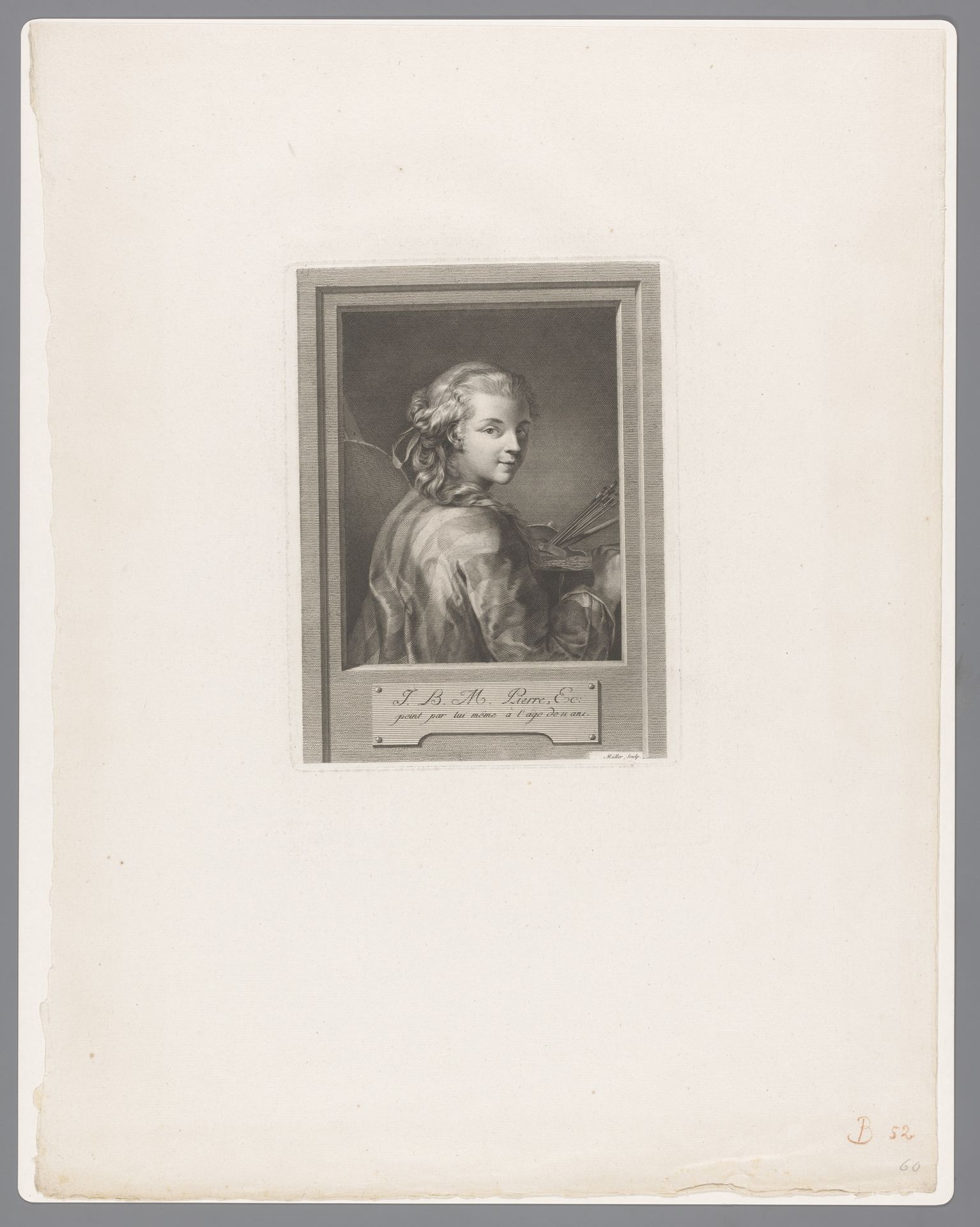 Portret van Jean Baptiste Marie Pierre by Johann Gotthard Müller