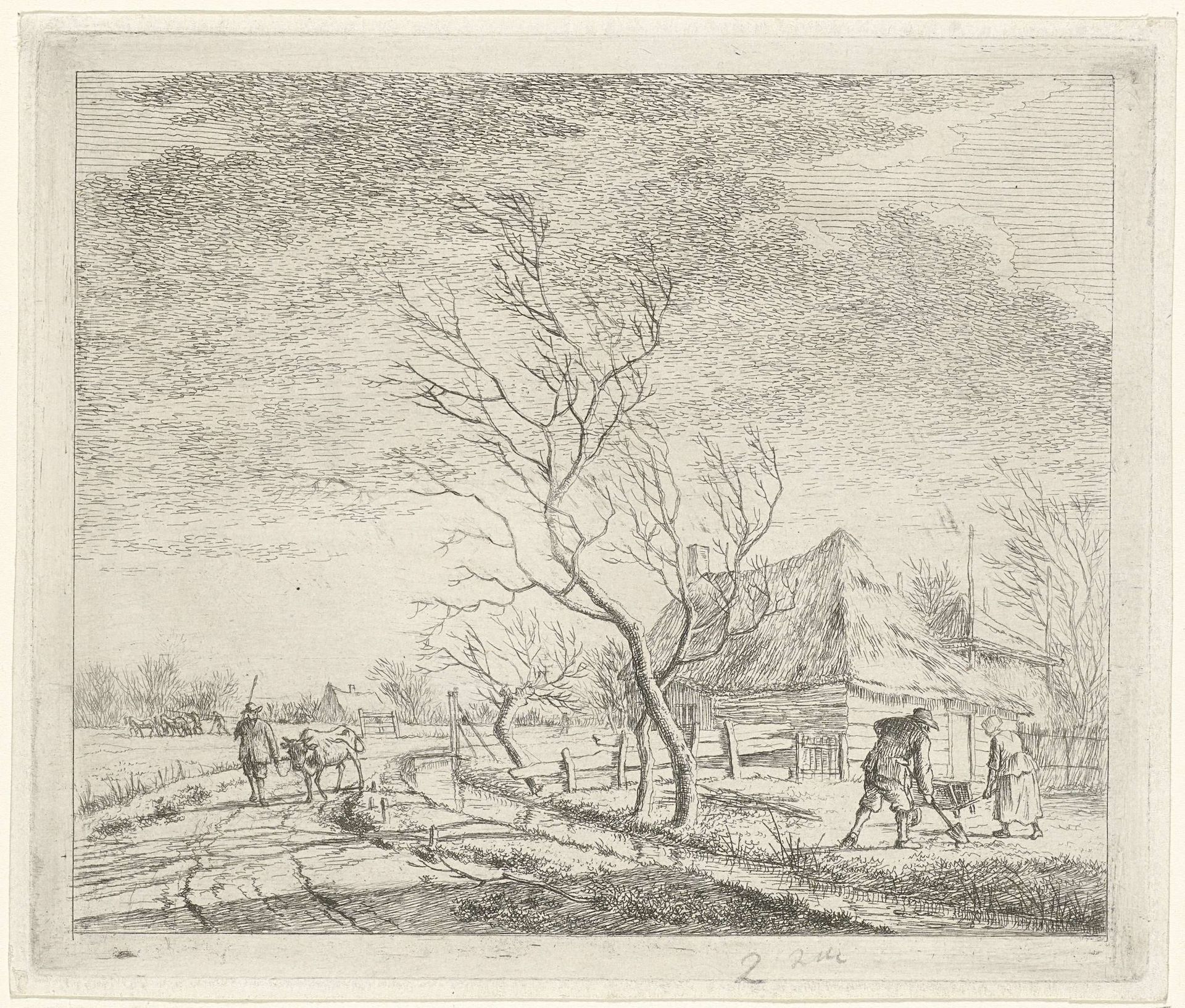 Landschap met boerderij en akker by Johannes Janson