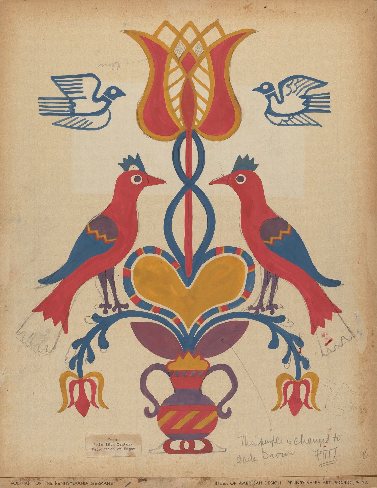 Drawing for Plate 15: From the Portfolio "Folk Art of Rural Pennsylvania" by Anonymous