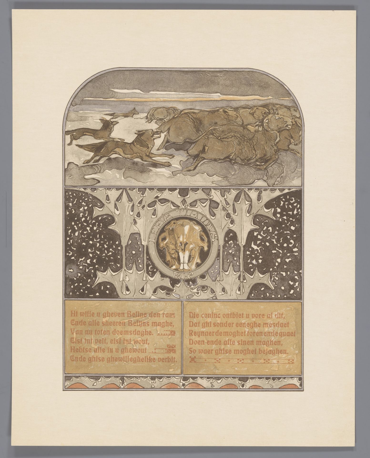 Roedel wolven jagend op schapen by Bernard Willem Wierink